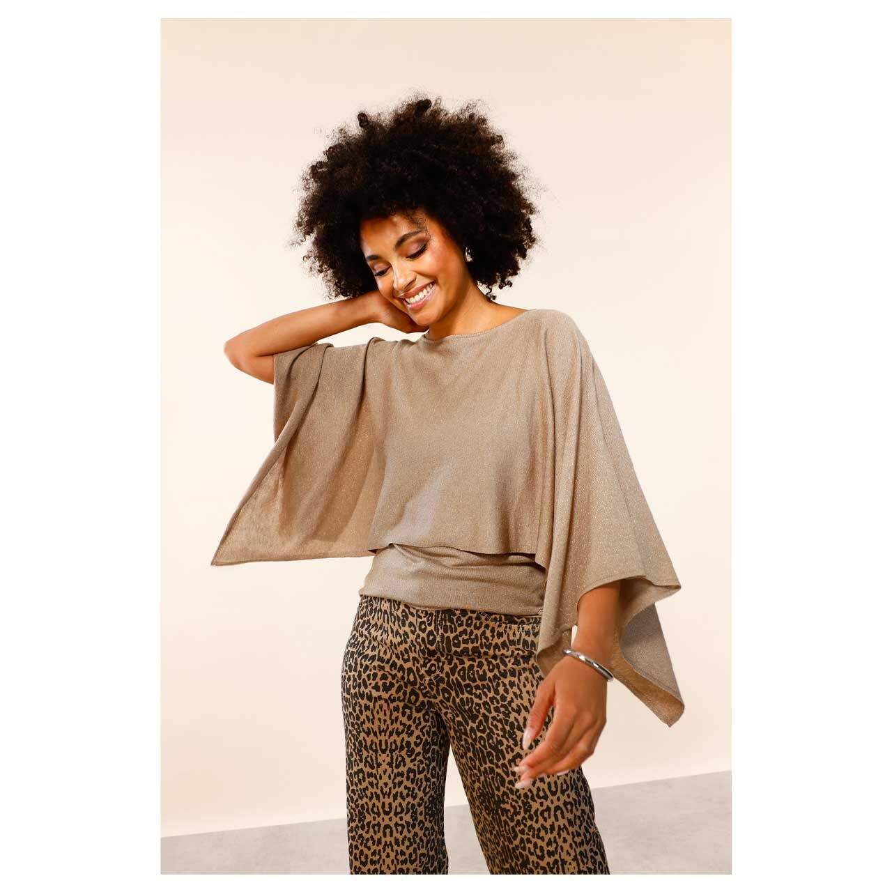Monari Damen Pullover brown sugar glitter