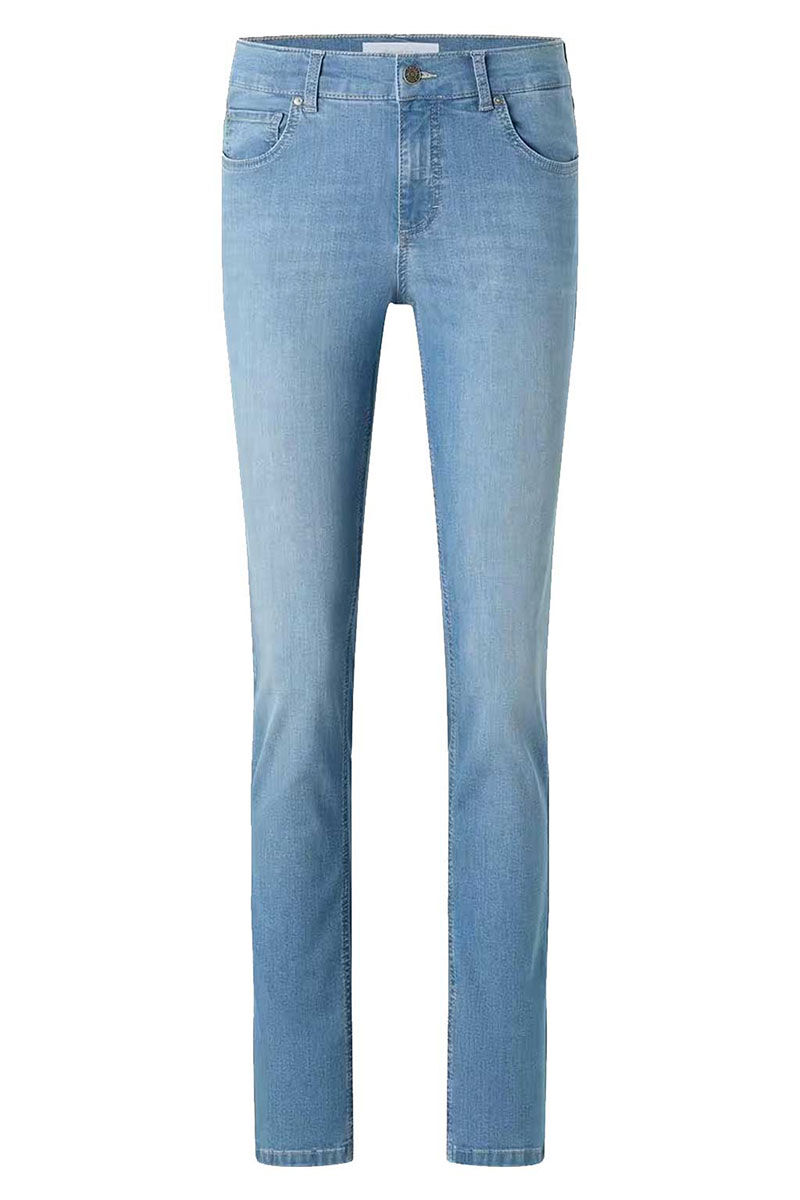 Vorderansicht der Angels Skinny Damenjeans in Blau