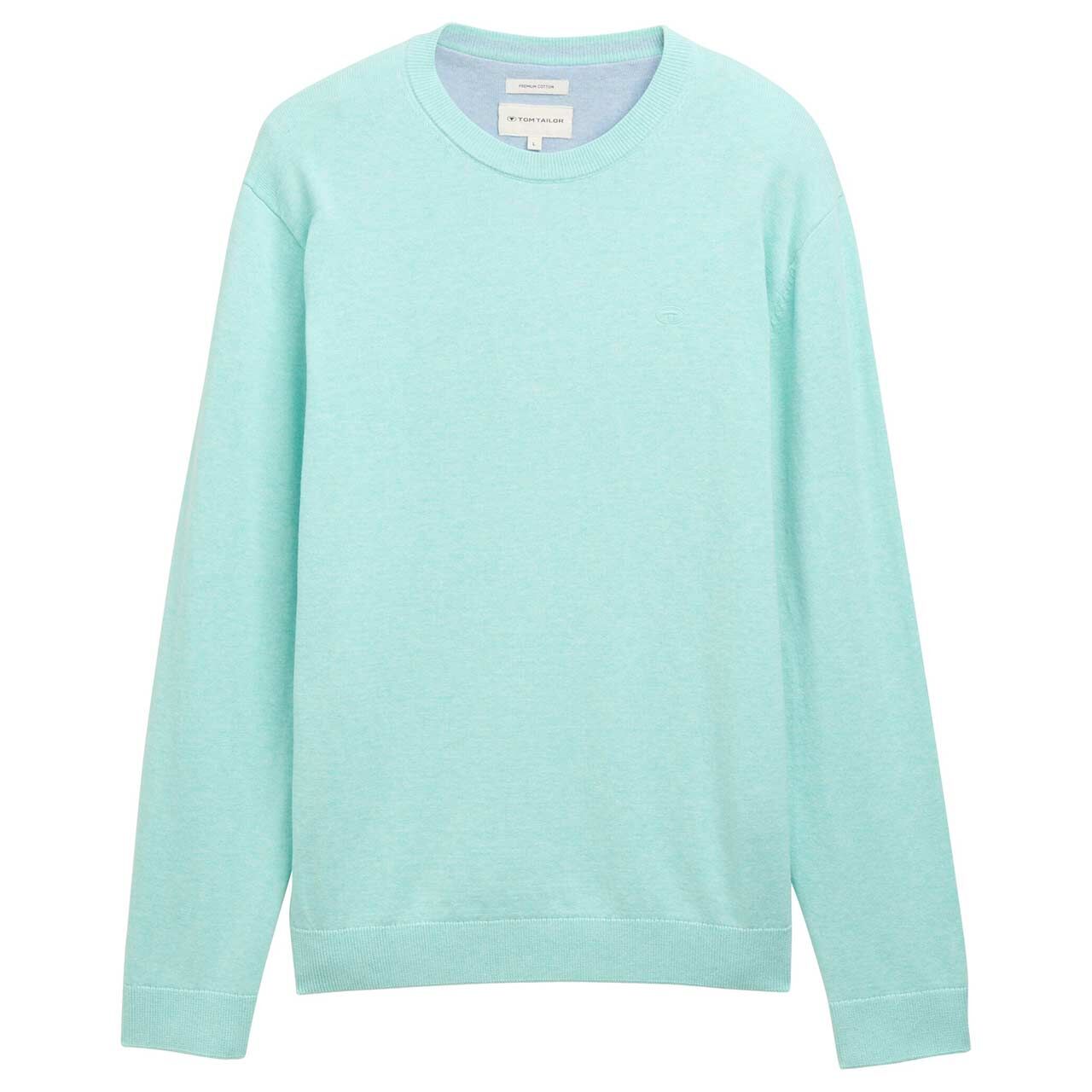 Tom Tailor Herren Pullover Basic Crewneck Knit soft mint green melange