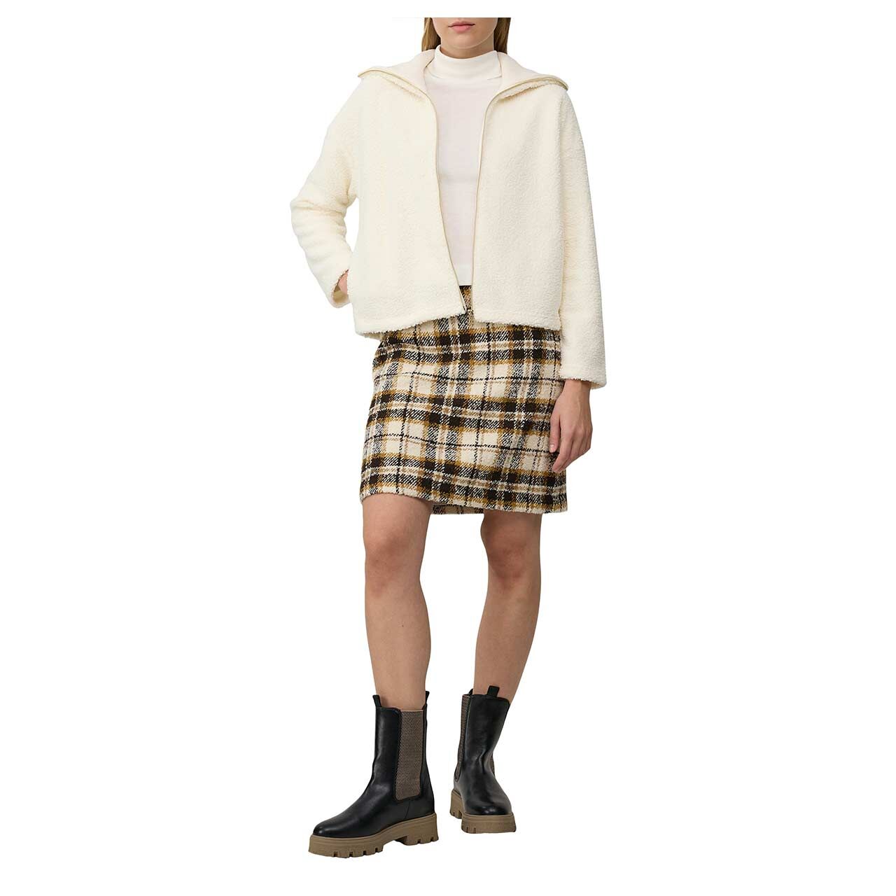 Damen Teddy Sweatjacke von s.Oliver in Cremeweiß, Vorderansicht am Model