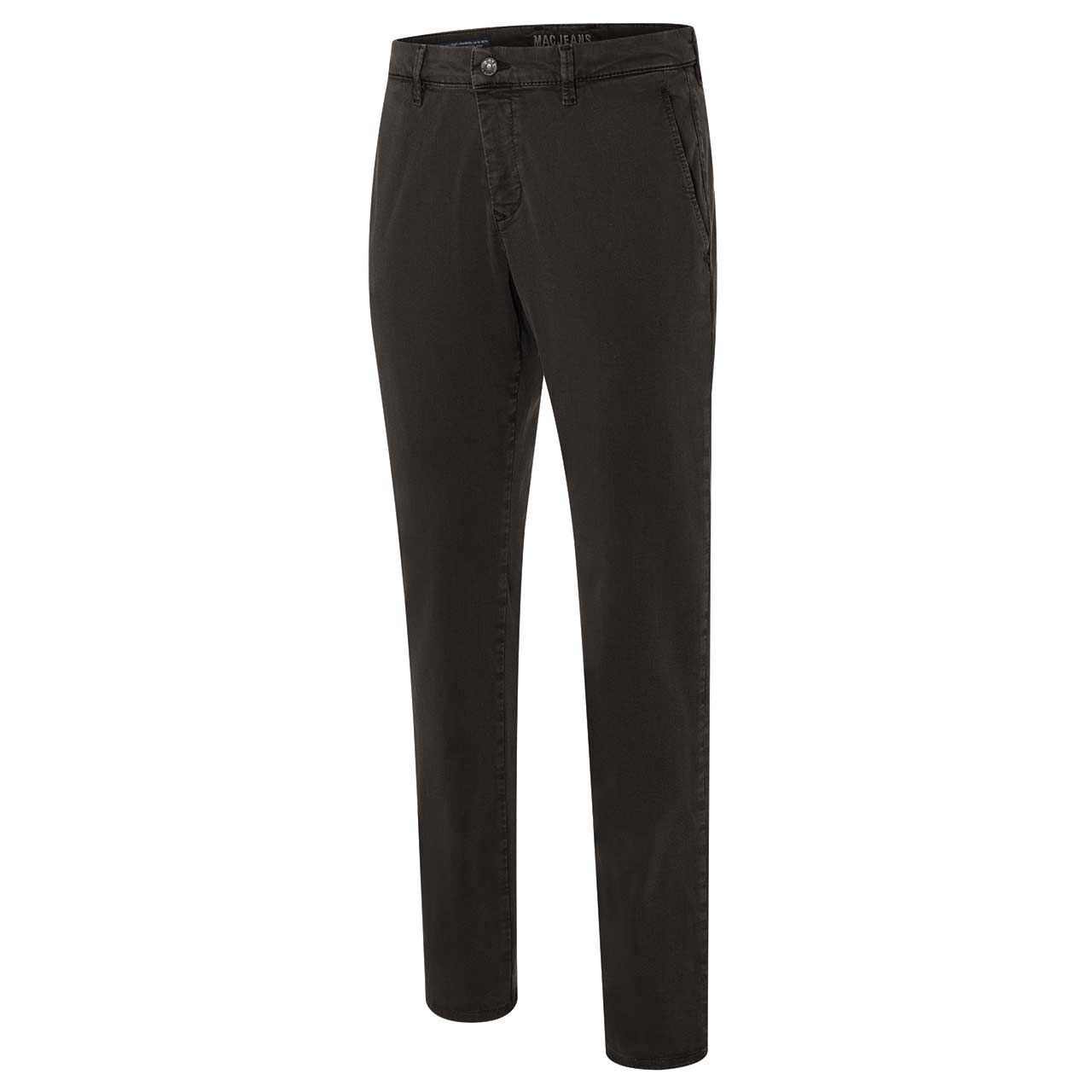 Herren Chino Baumwollhose Flexx Driver Pants von MAC in Dunkelbraun, Seitenansicht am Modell