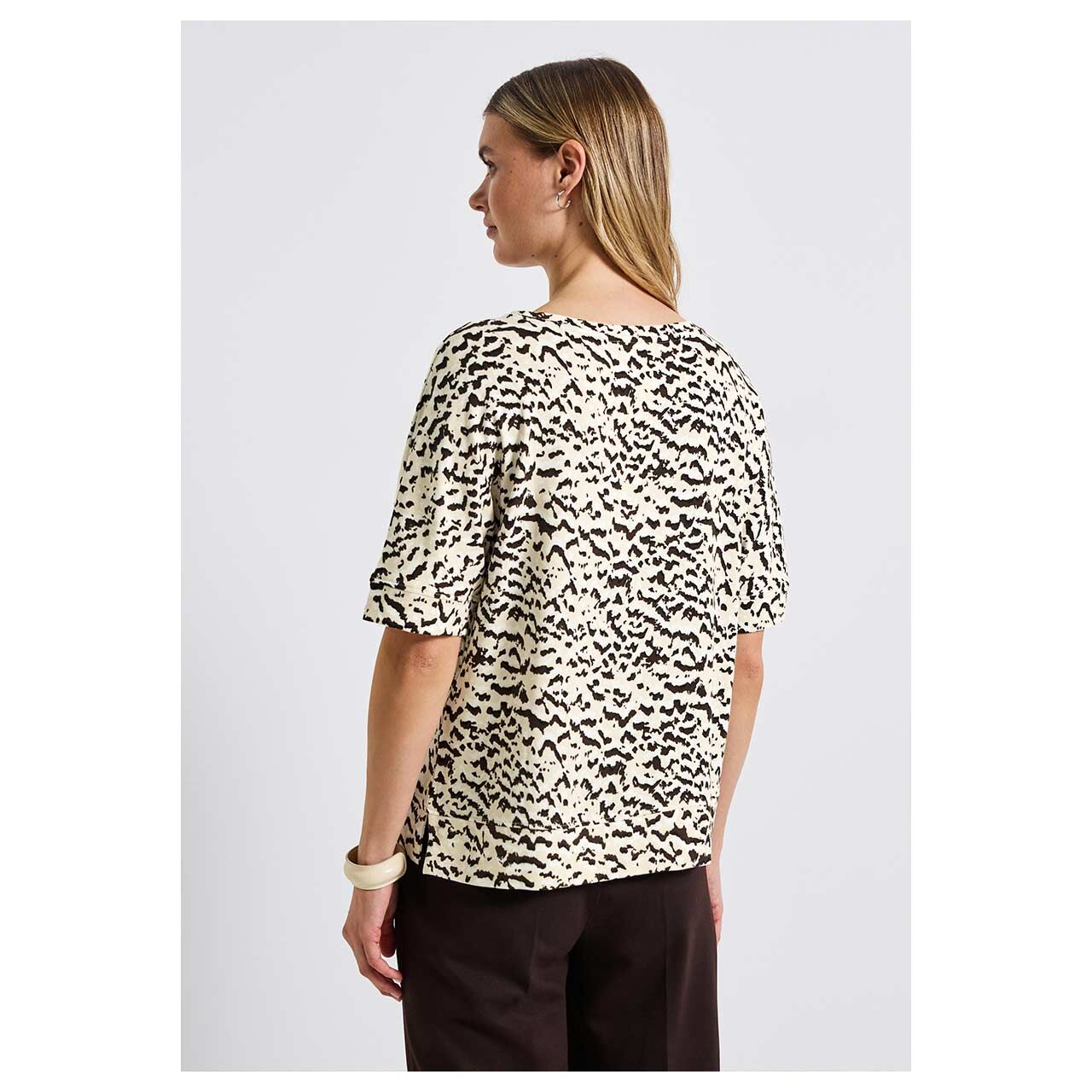 Damen T-Shirt Soft Printed Batwing von Street One in Beige mit Print, Rückansicht