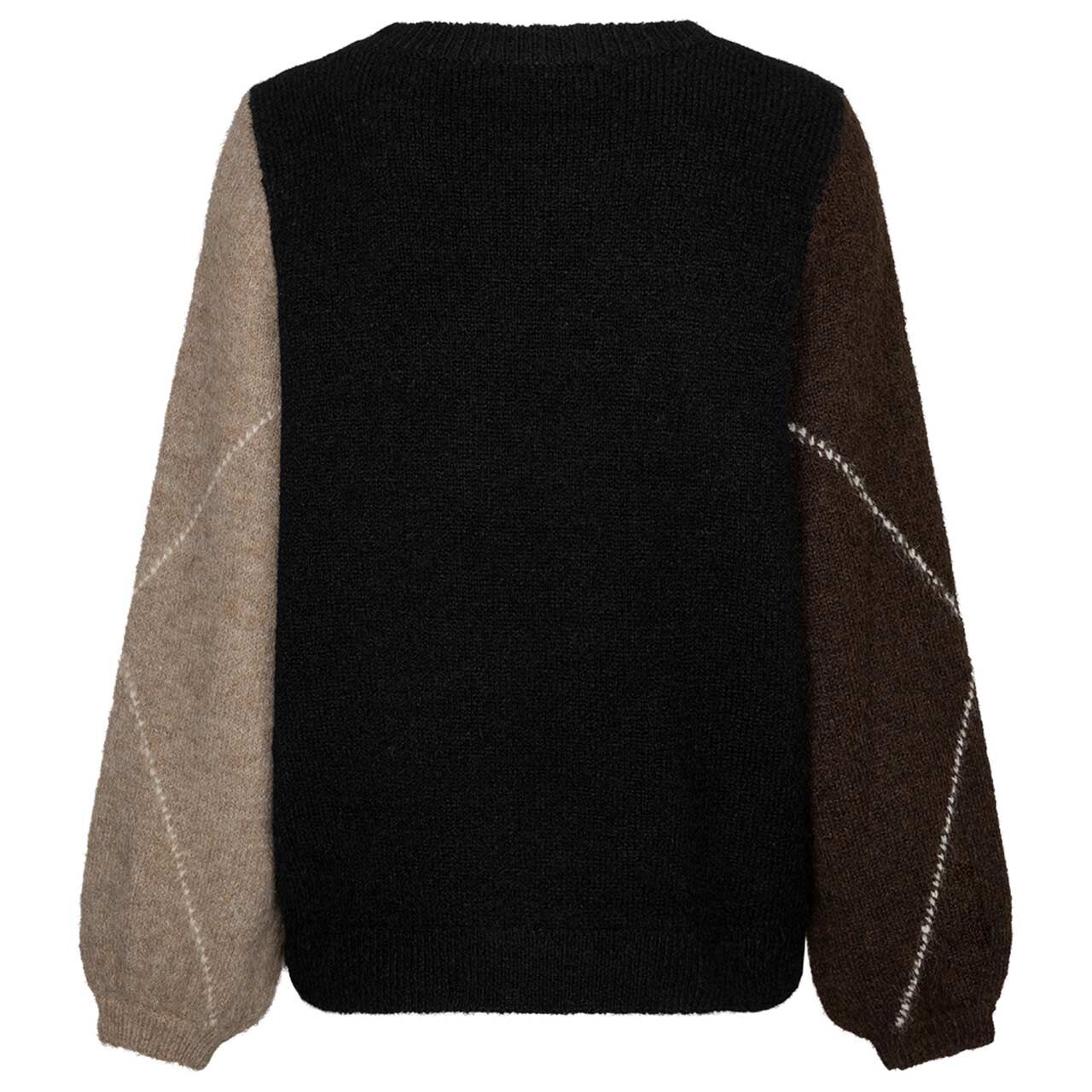 Damen Pullover Argyle Sweater von Red Button in Dunkelbraun mit Print, Rückansicht