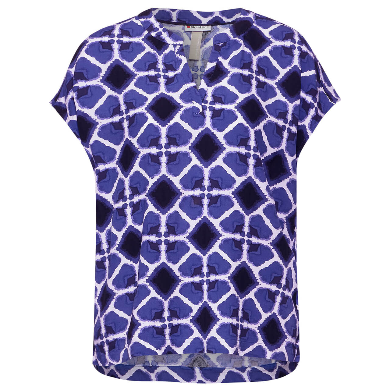 Street One Damen Kurzarm Bluse Splitneck violet blue Street One Damen Kurzarm Bluse Splitneck violet blue