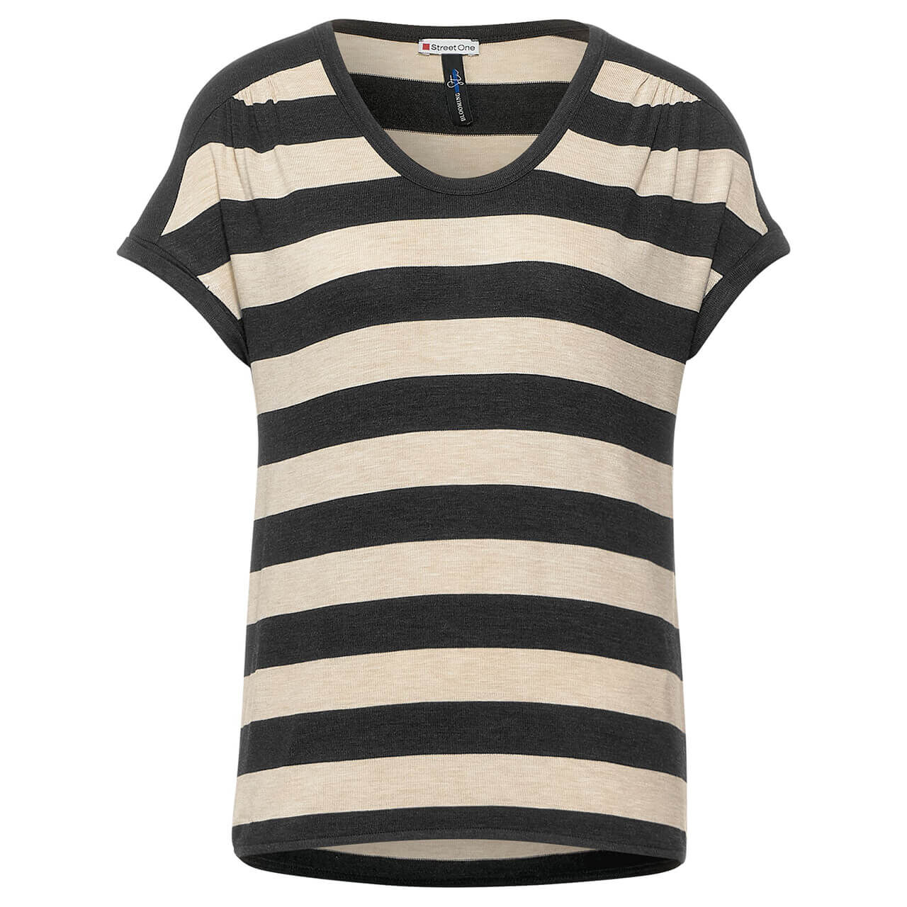 Street One T-Shirt für Damen in Dunkelgrau gestreift, FarbNr.: 21498