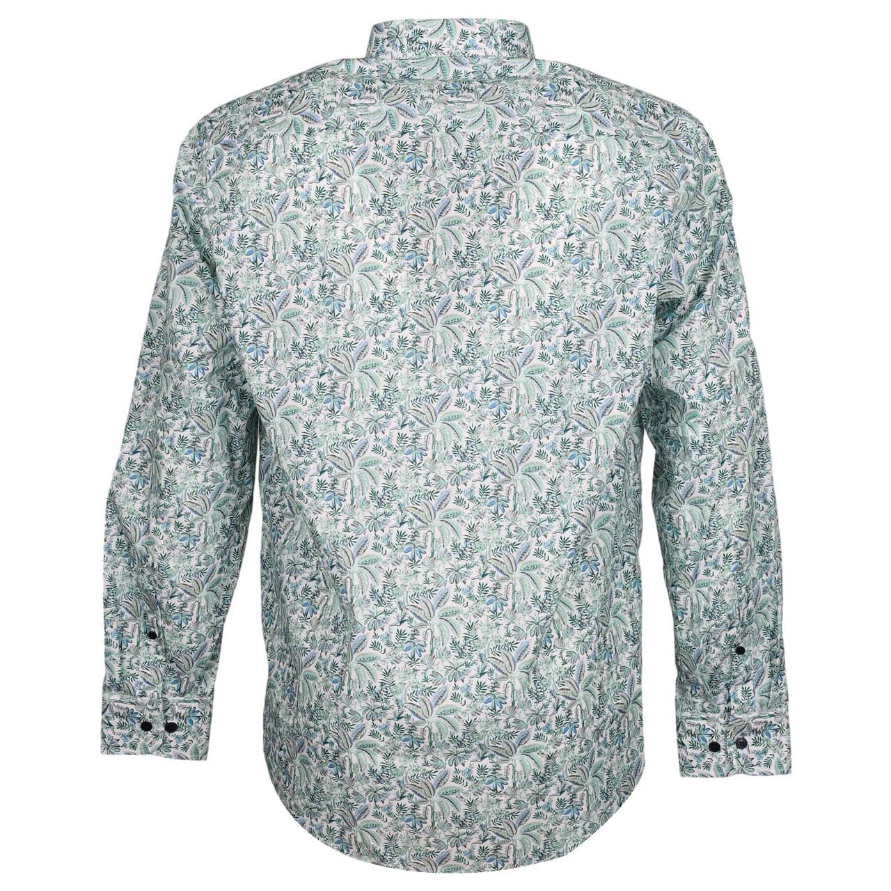 Herren Langarm Hemd von Casa Moda in Grün mit Print, Rückansicht