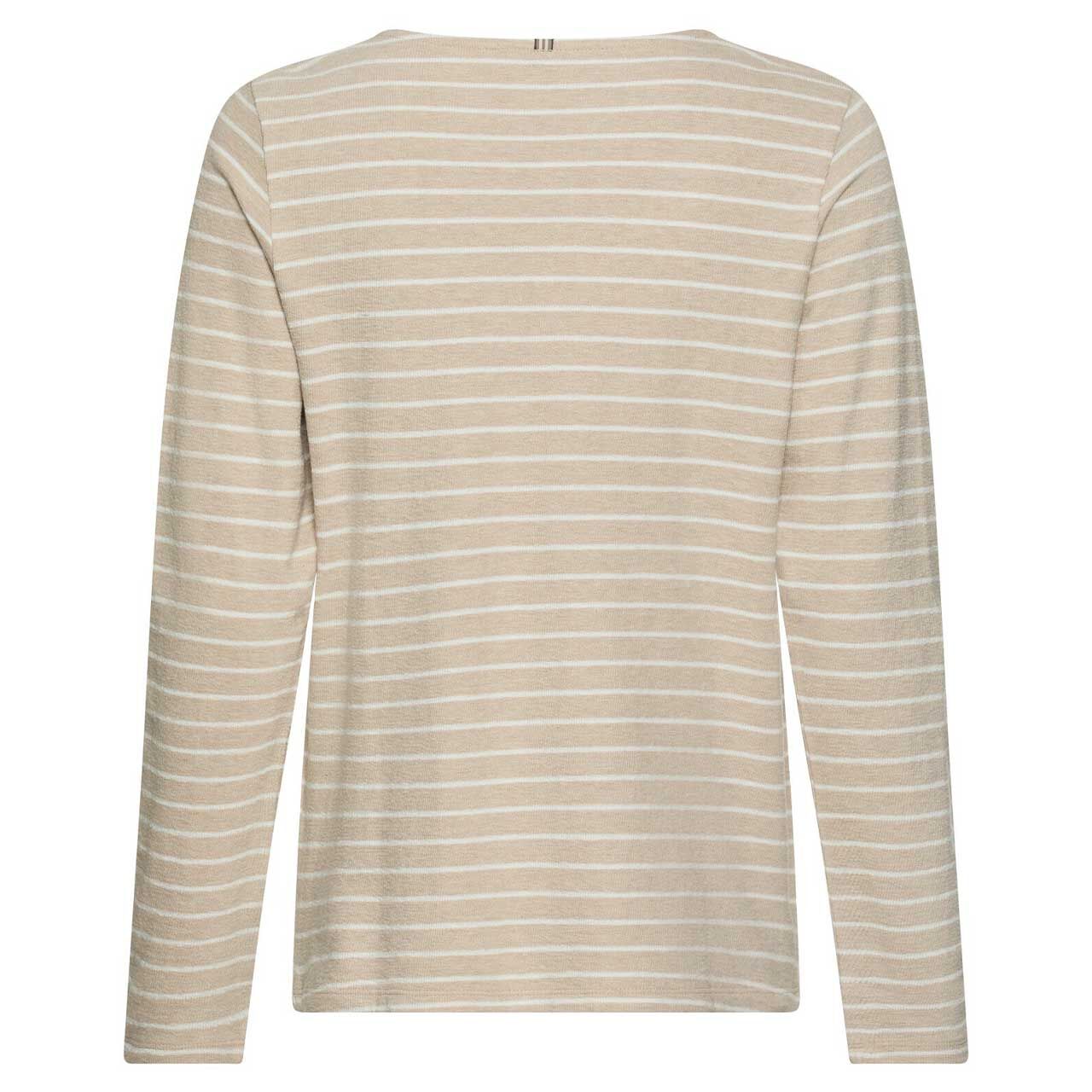 Damen Langarm Shirt von Camel active in Beige gestreift, Rückansicht