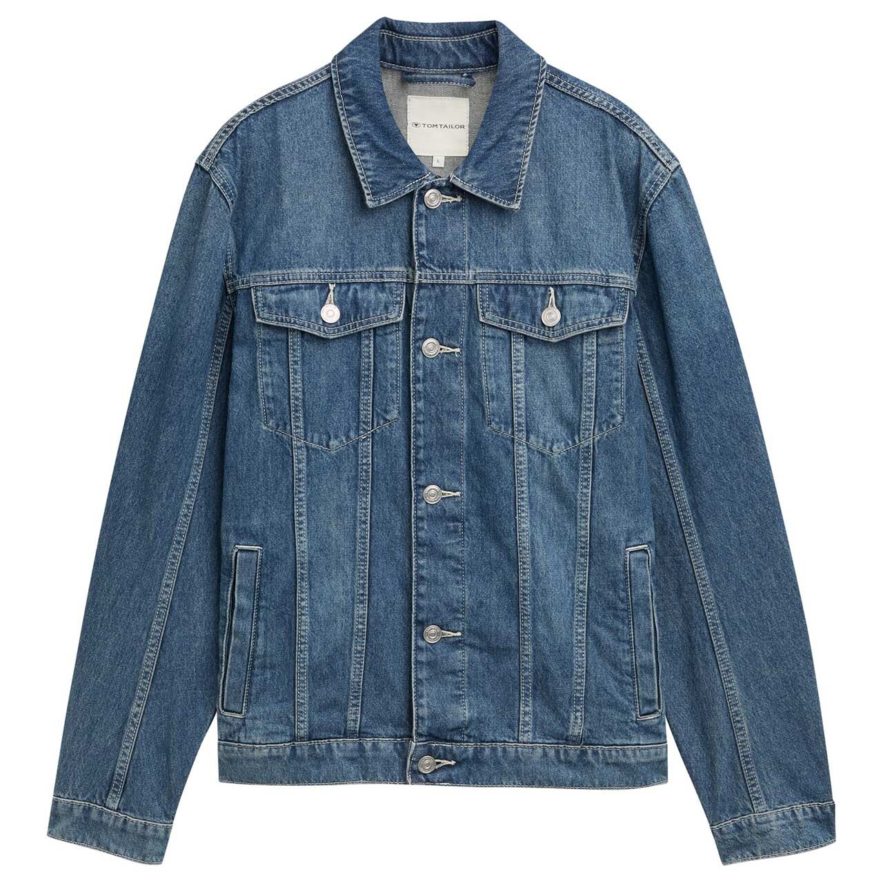 Tom Tailor Herren Jeansjacke used denim mid stone blue Tom Tailor Herren Jeansjacke used denim mid stone blue