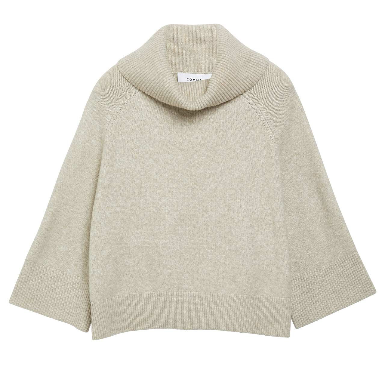 Comma Damen 3/4 Arm Rollkragen Pullover feather grey beige