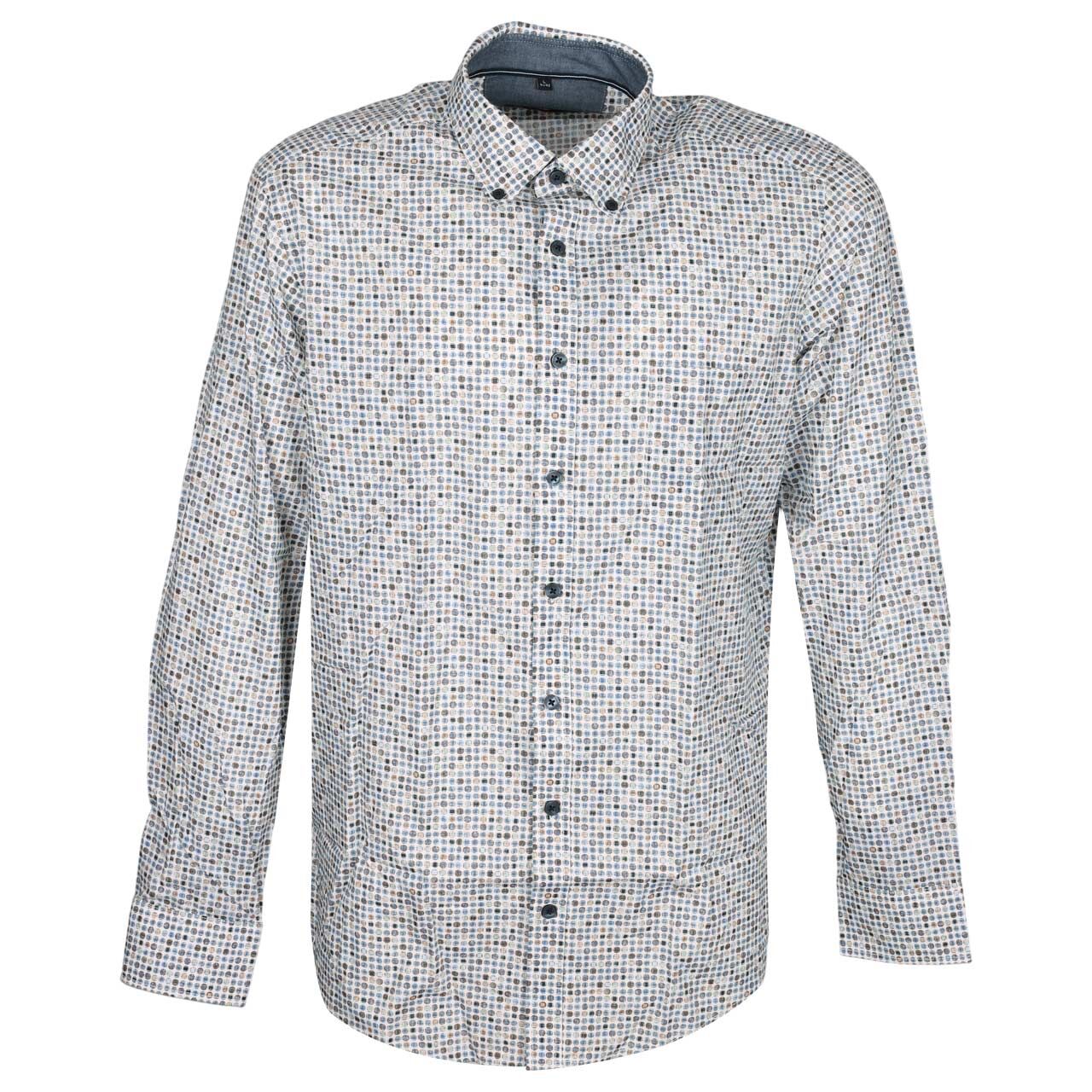 Casa Moda Herren Langarm Hemd off white printed