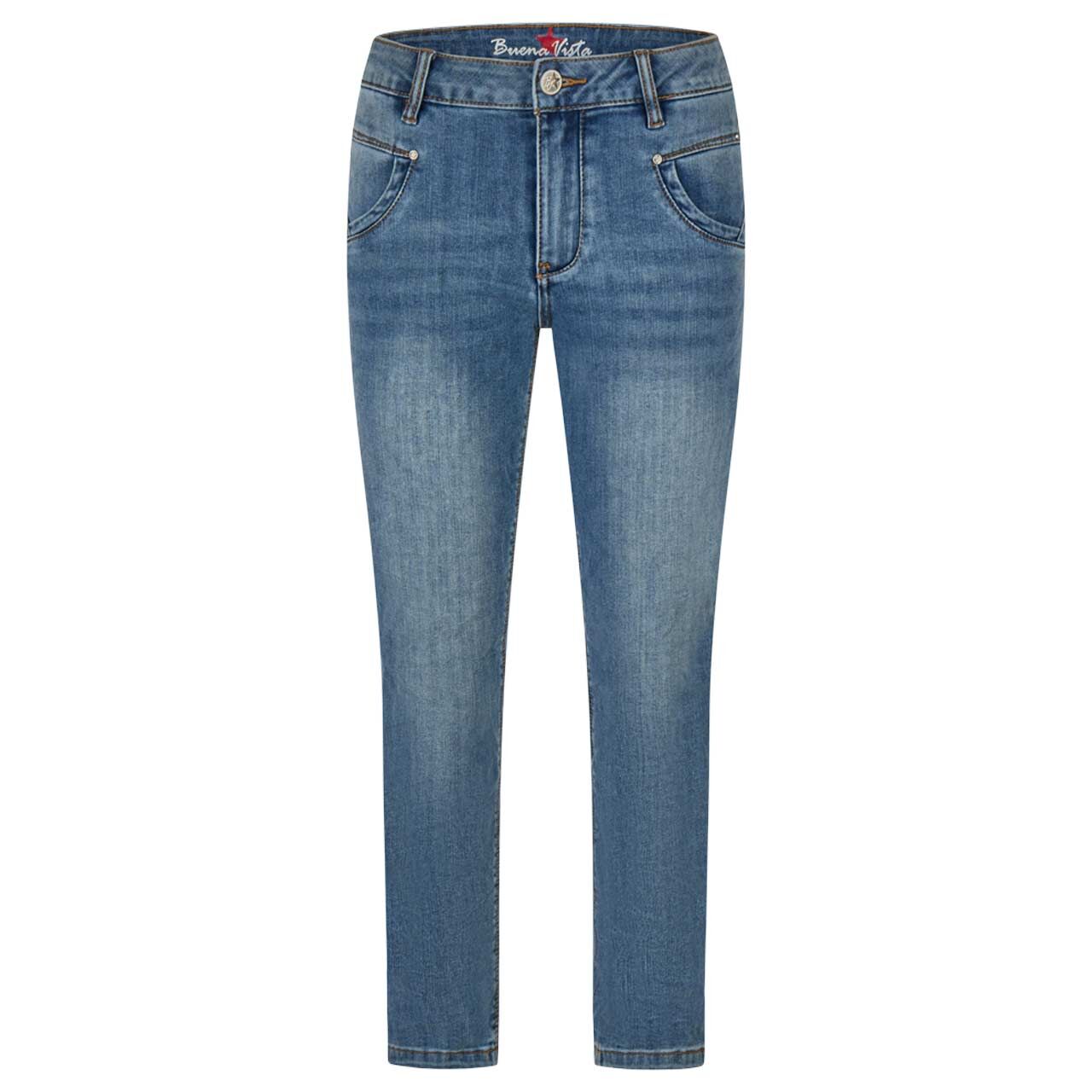 Damenjeans Anna C 7/8 Straight Stretch Denim von Buena Vista in Blau verwaschen, Vorderansicht