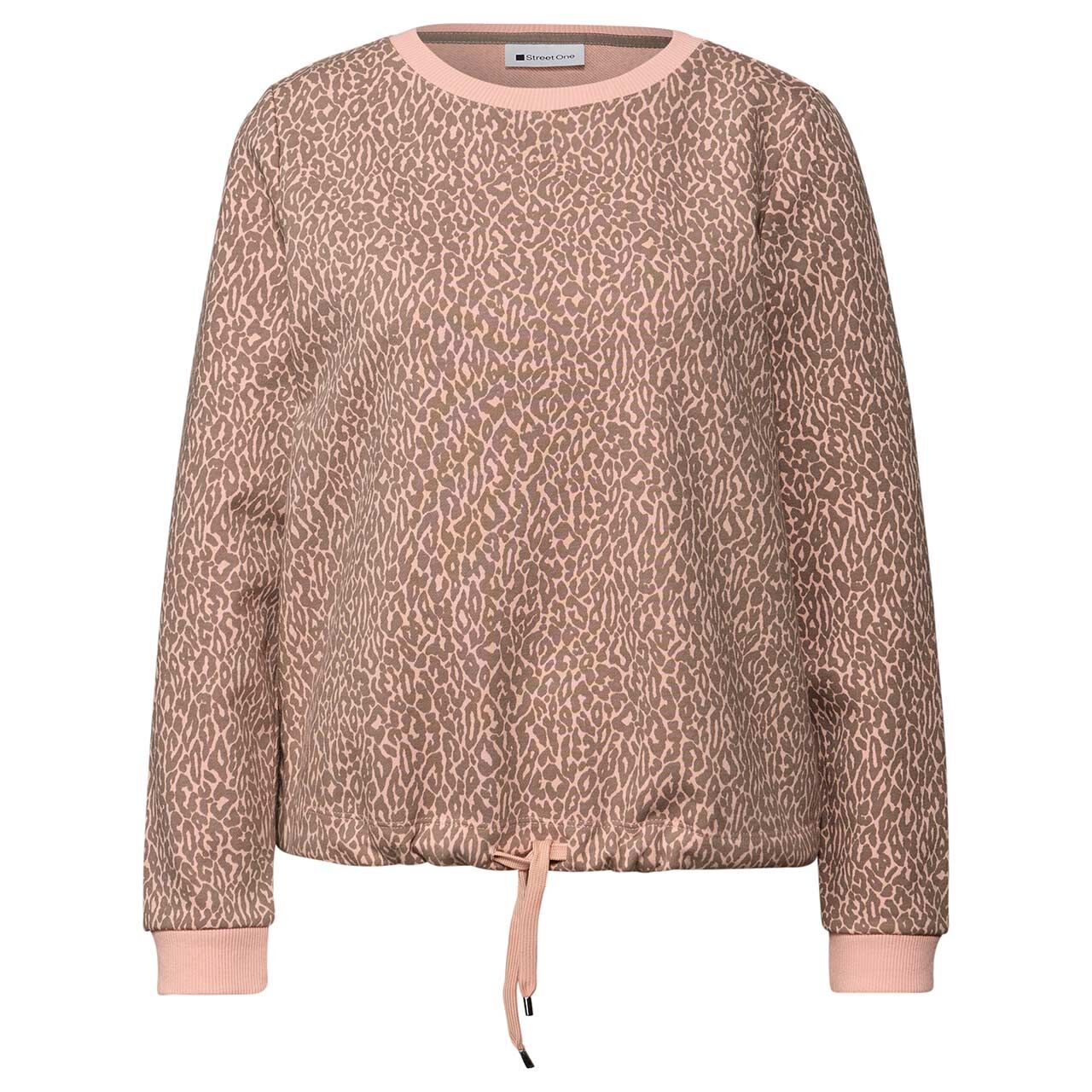 Street One Damen Sweatshirt Crewneck Leo Print light apricot