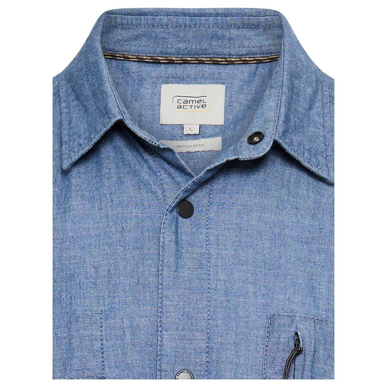 Herren Langarm Hemd von Camel active in der Farbe Blau, Detailansicht vorne