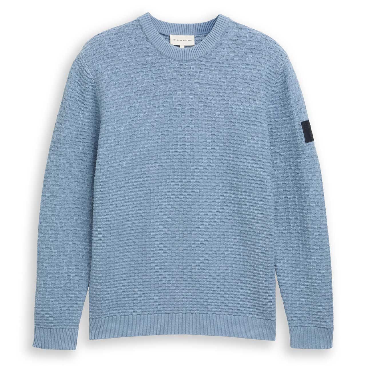 Tom Tailor Herren Pullover Structured Crewneck faded denim blue