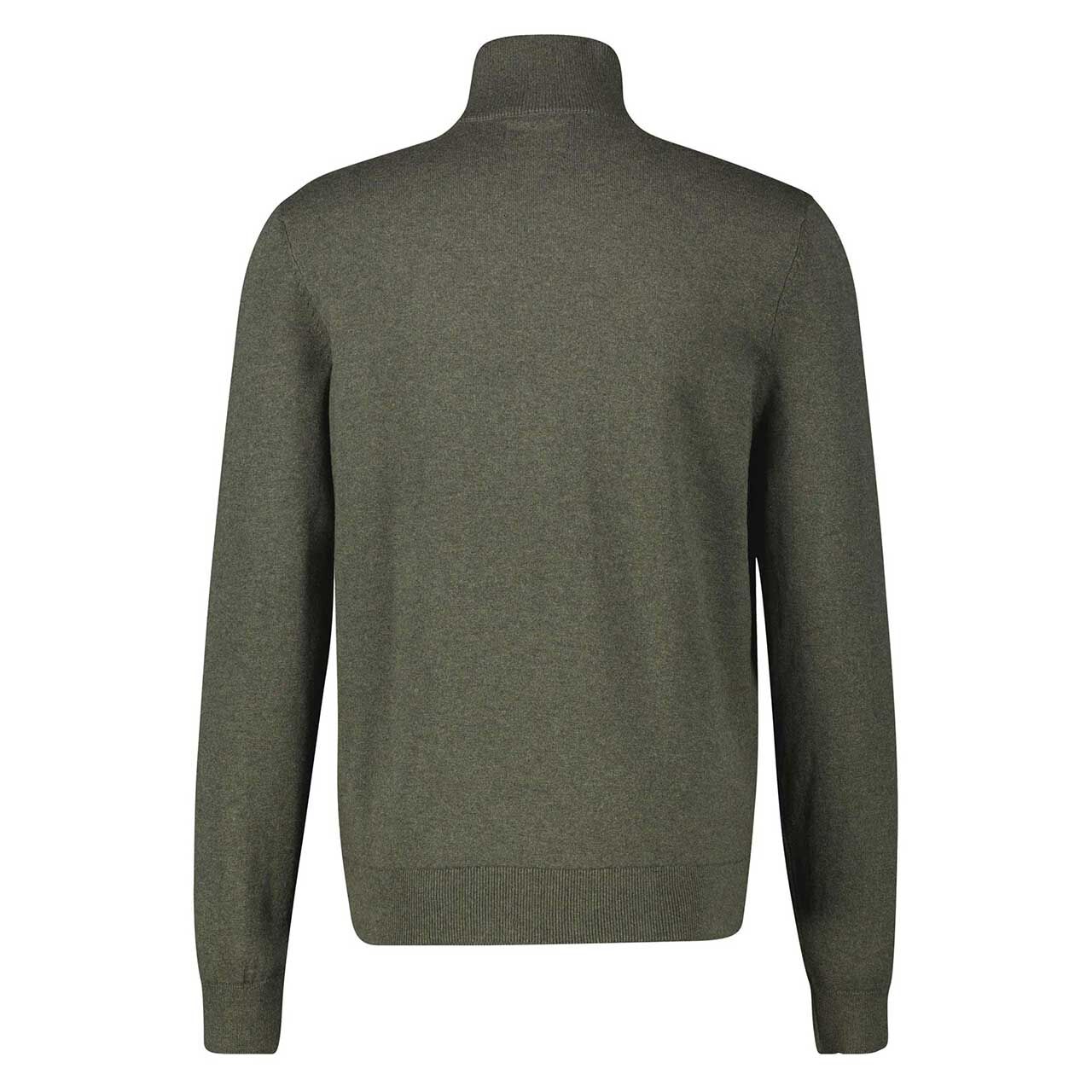 Herren Pullover Troyer von Lerros in Dunkelgrün meliert, Rückansicht