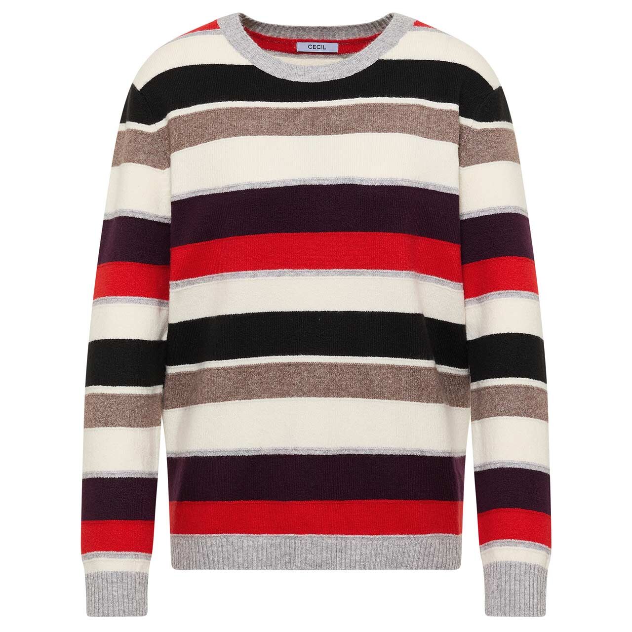 Cecil Damen Pullover Cosy Multicolor vanilla white stripes