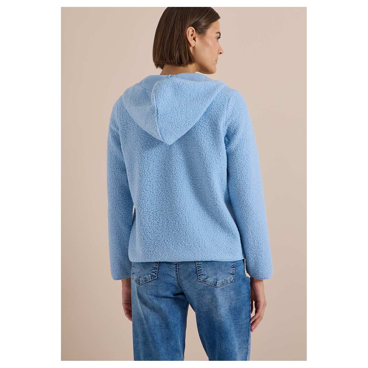 Damen Teddyjacke Solid Jacket von Cecil in Hellblau, Rückansicht am Model