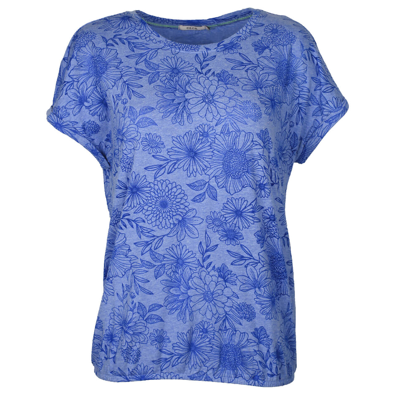 cecil-flower-burnout-shape-blau-13820 Cecil Flower Burnout T-Shirt für Damen in Hellblau mit Print, FarbNr.: 13820