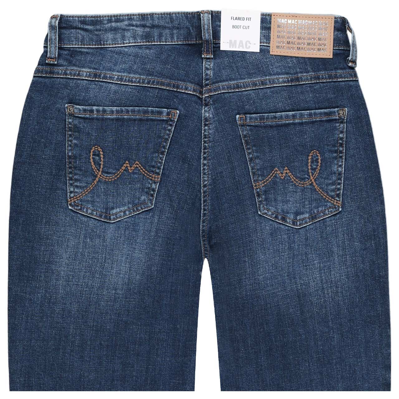 Stretch Damen 7/8 Jeans Laura von MAC in Blau angewaschen, detaillierte Rückansicht