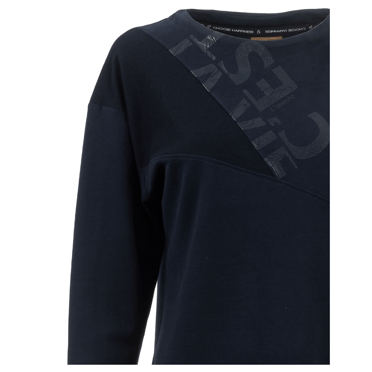 Soquesto Damen Langarm Kleid navy wording