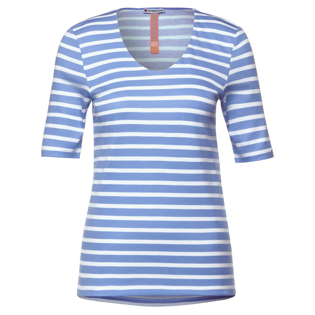 Street One Palmira T-Shirt für Damen in Hellblau gestreift, FarbNr.: 23768