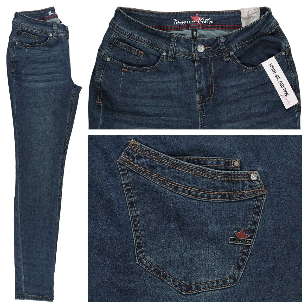 Buena Vista Malibu-Zip High Stretch Denim Jeans mid stone blue