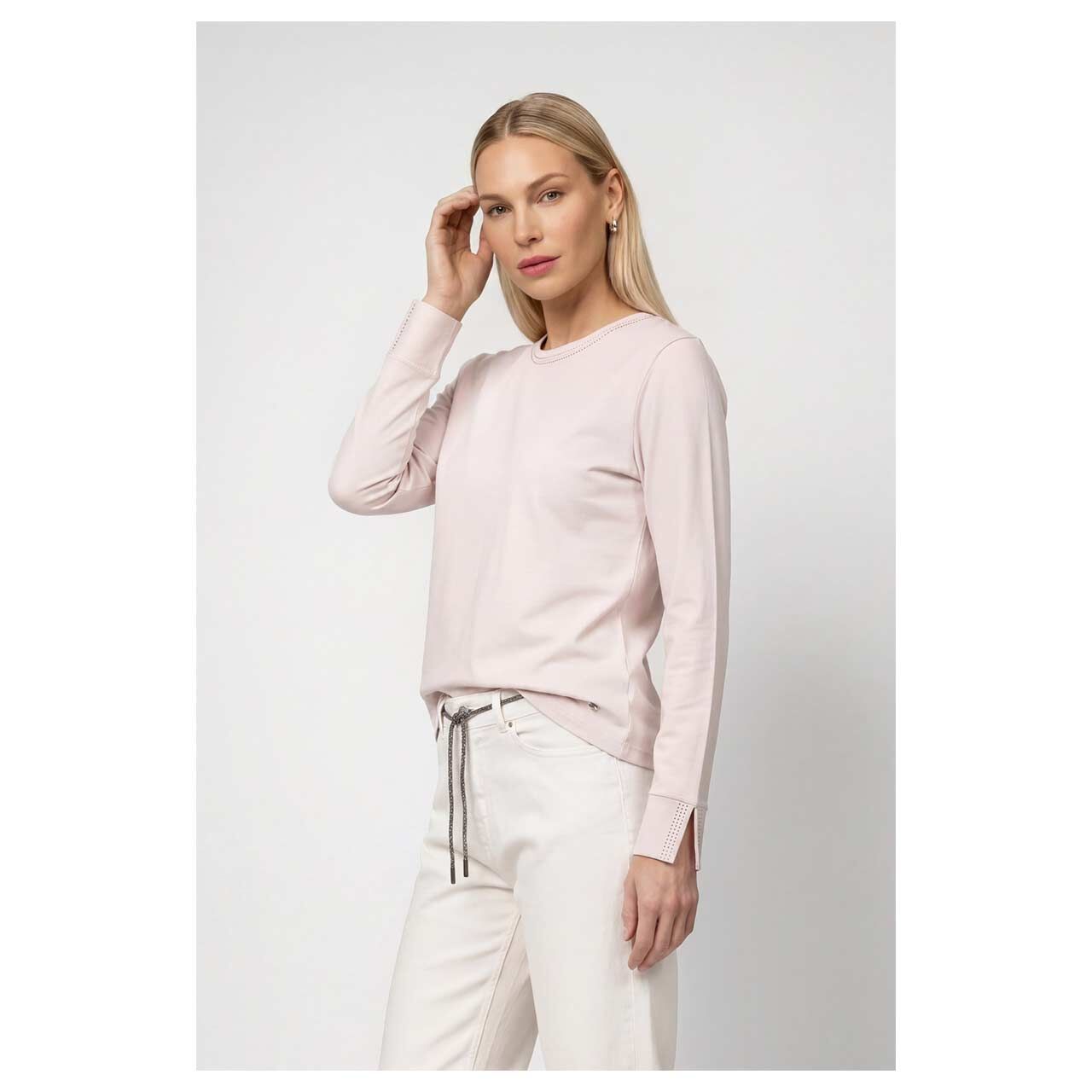 Damen Langarmshirt von Monari in Rosa, Seitenansicht am Model