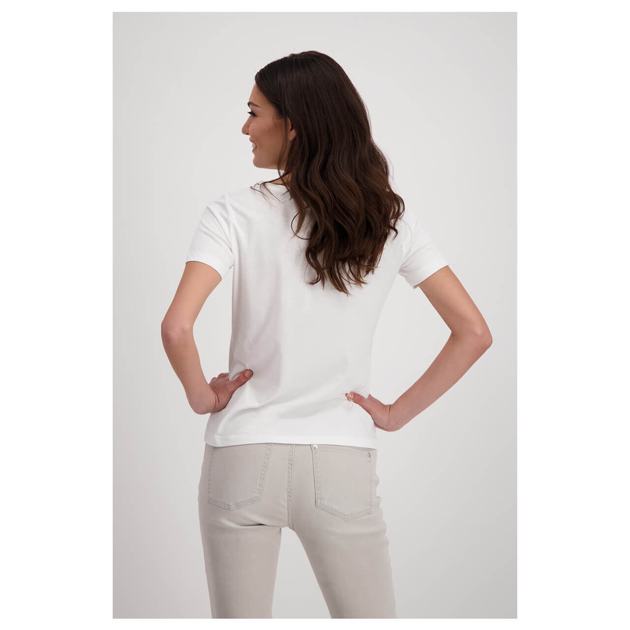 Monari Damen T-Shirt off white glitter