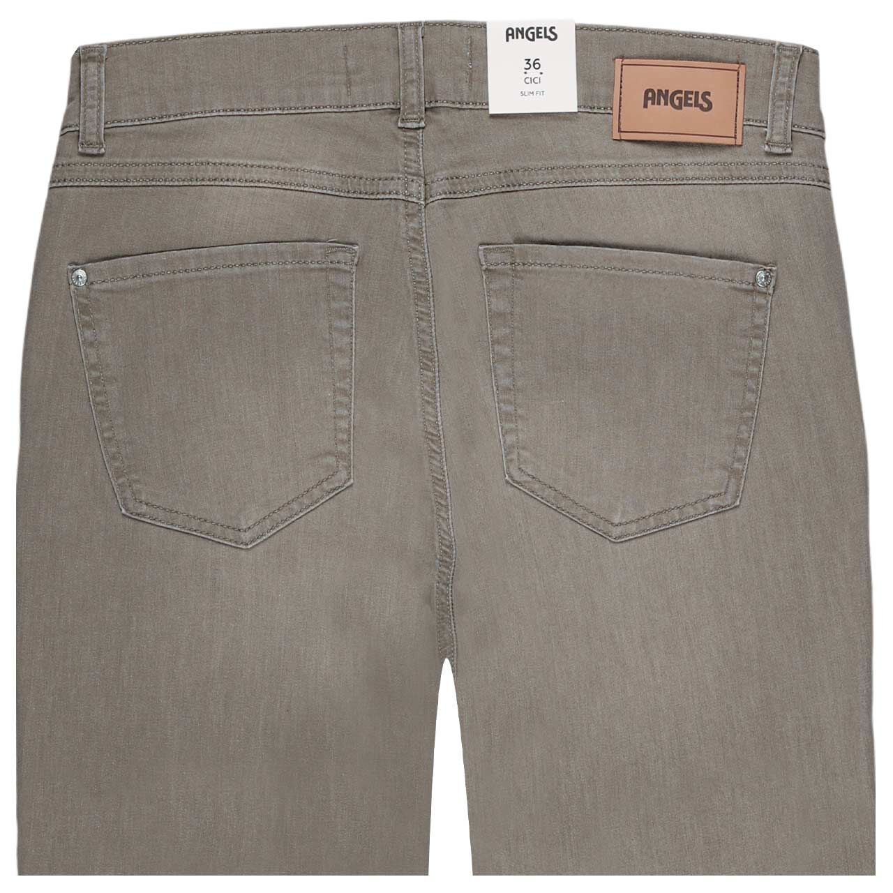 Stretch Damen 3/4 Jeans Cici TU von Angels in Olivgrün angewaschen, detaillierte Rückansicht