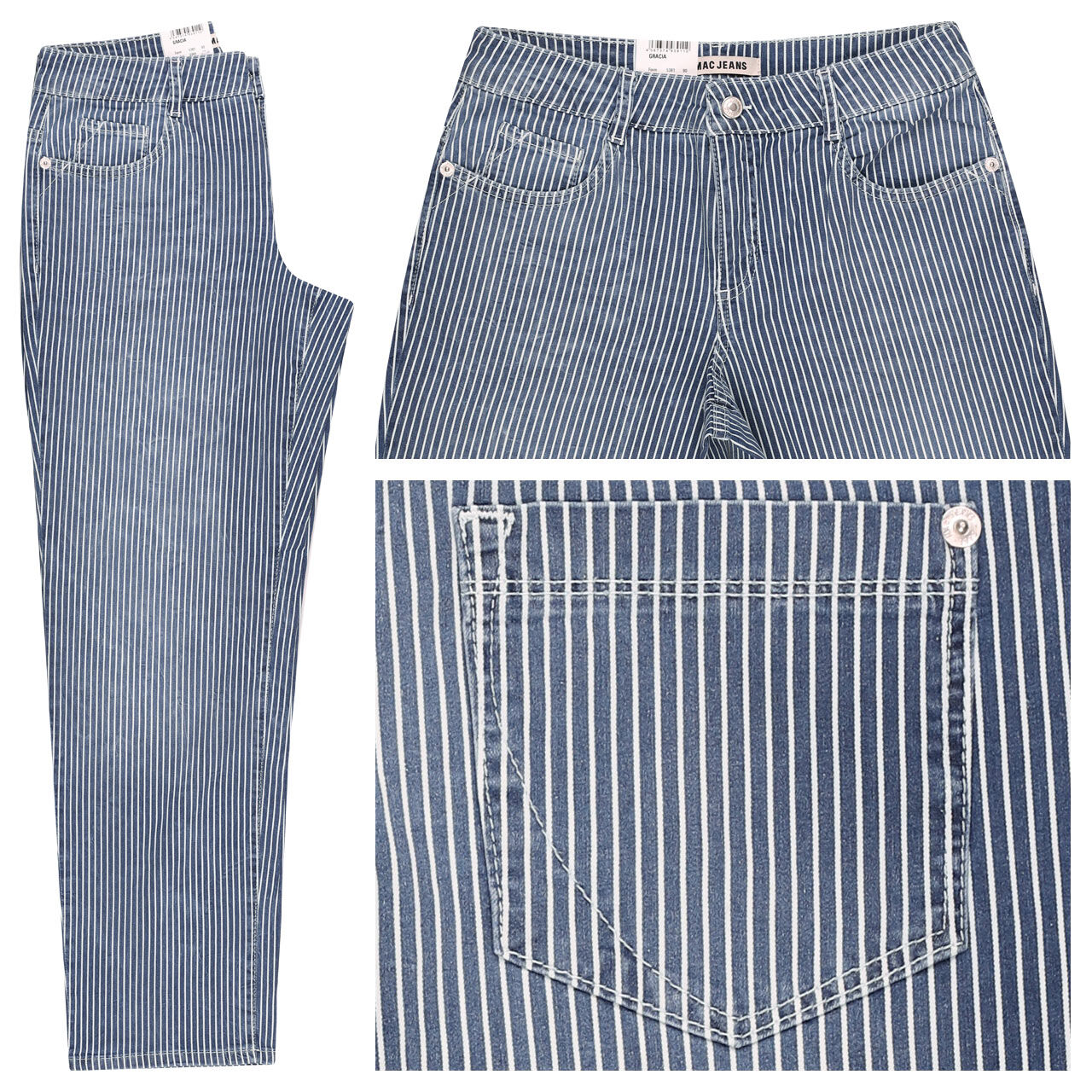 MAC Gracia Jeans mid dark striped