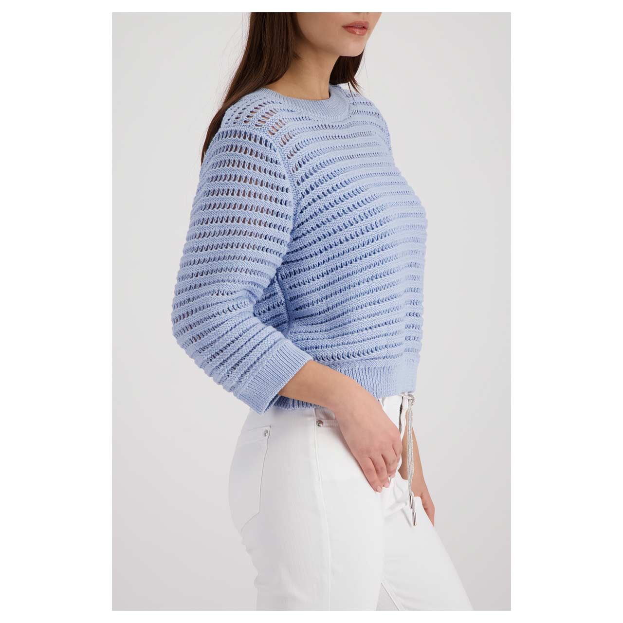 Damen 3/4 Arm Pullover von Monari in Hellblau, Seitenansicht