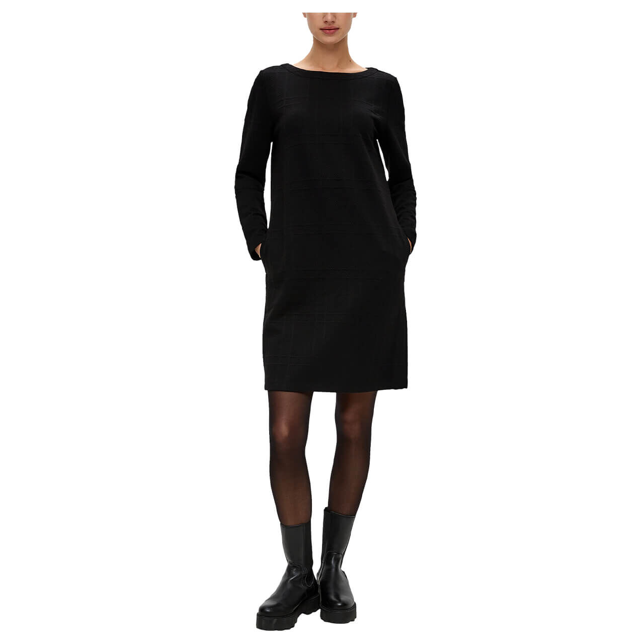 s.Oliver Damen Langarm Kleid black structured