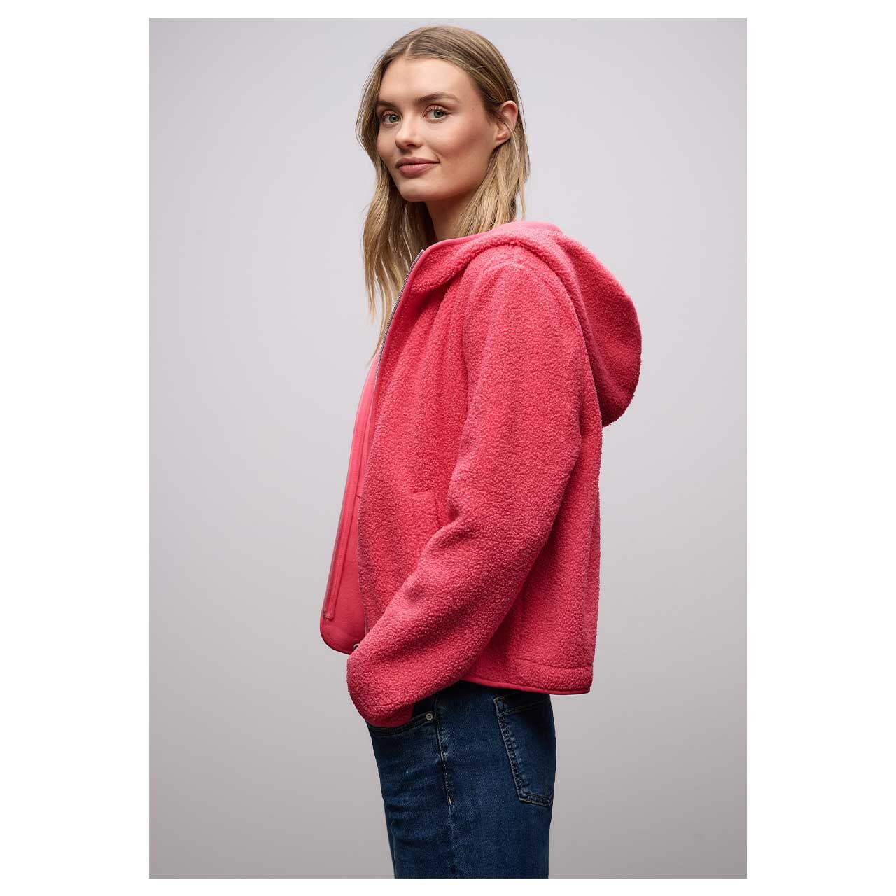 Damen Teddyjacke Hood Jacket von Street One in Pink, Seitenansicht am Model