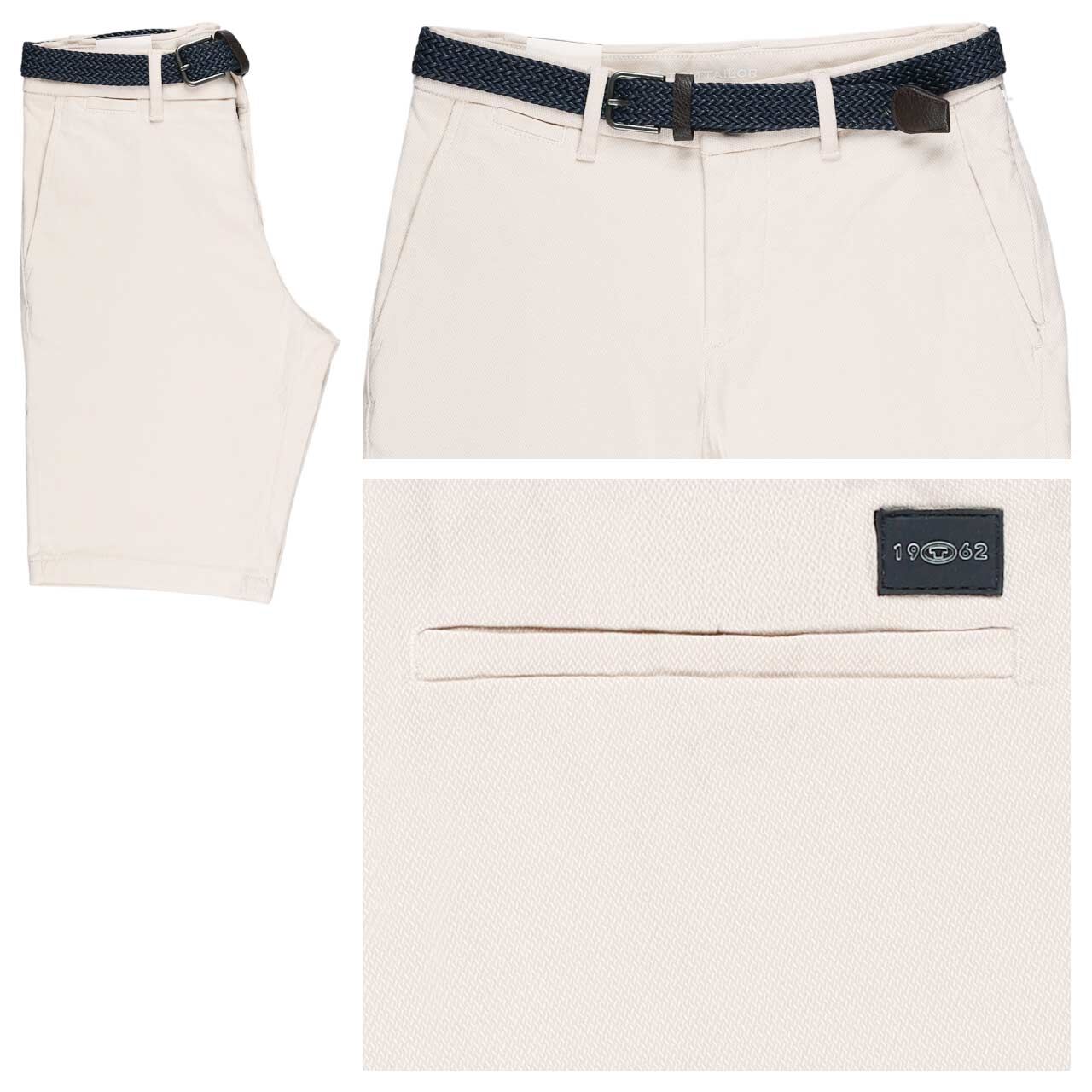 Tom Tailor Chino Baumwoll Bermuda traveler beige zig zag structure