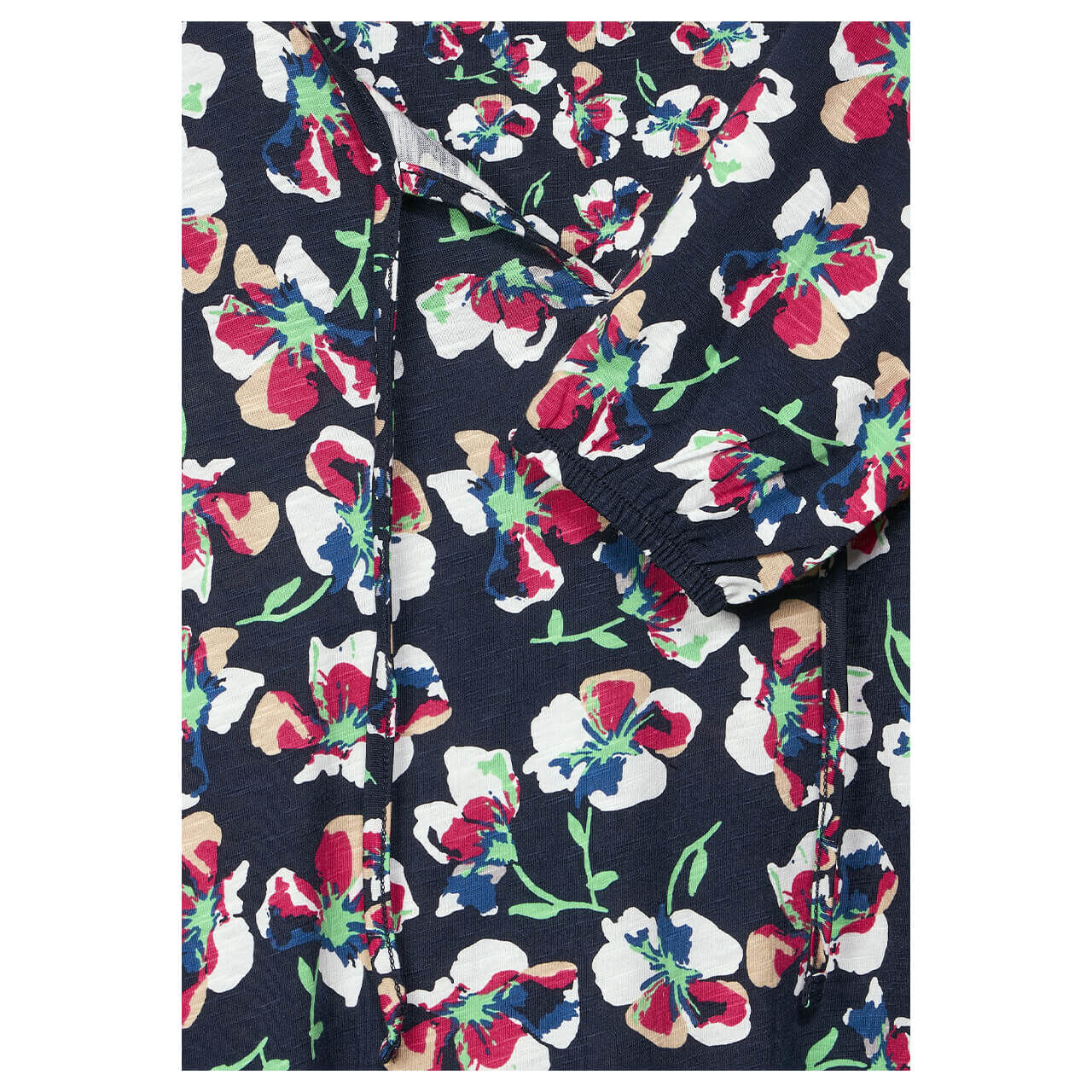 Cecil Flower Patch Tunic Langarm Shirt deep blue