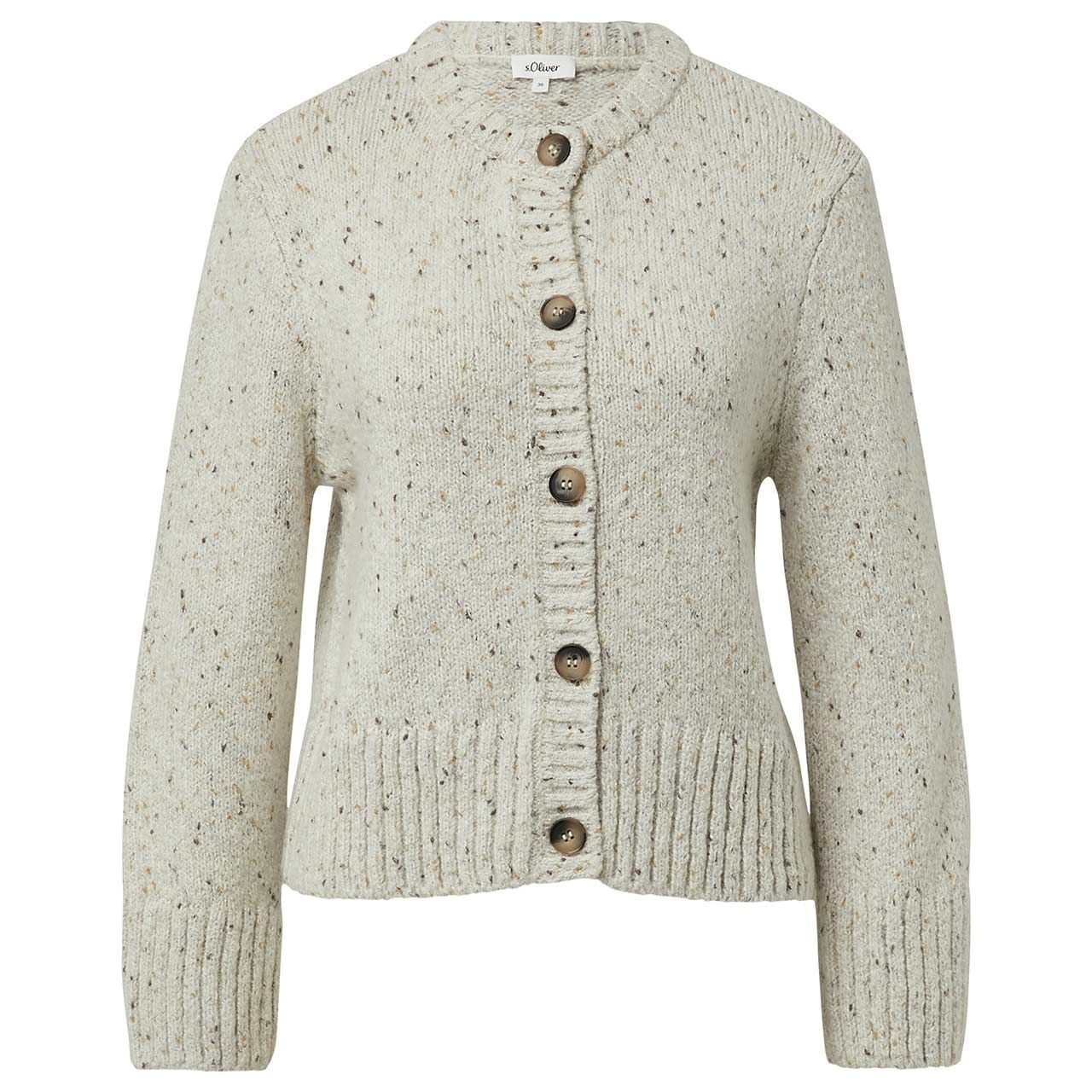 s.Oliver Damen Strickjacke off white knit dots