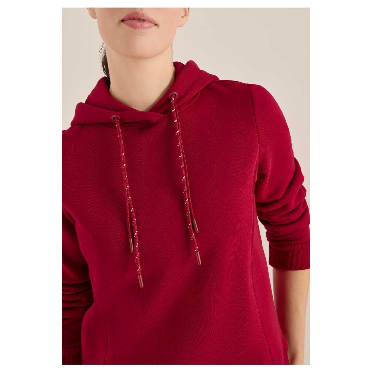 Damen Hoodie Sweatshirt Embroidery von Cecil in Magenta, Detailansicht vorne am Model