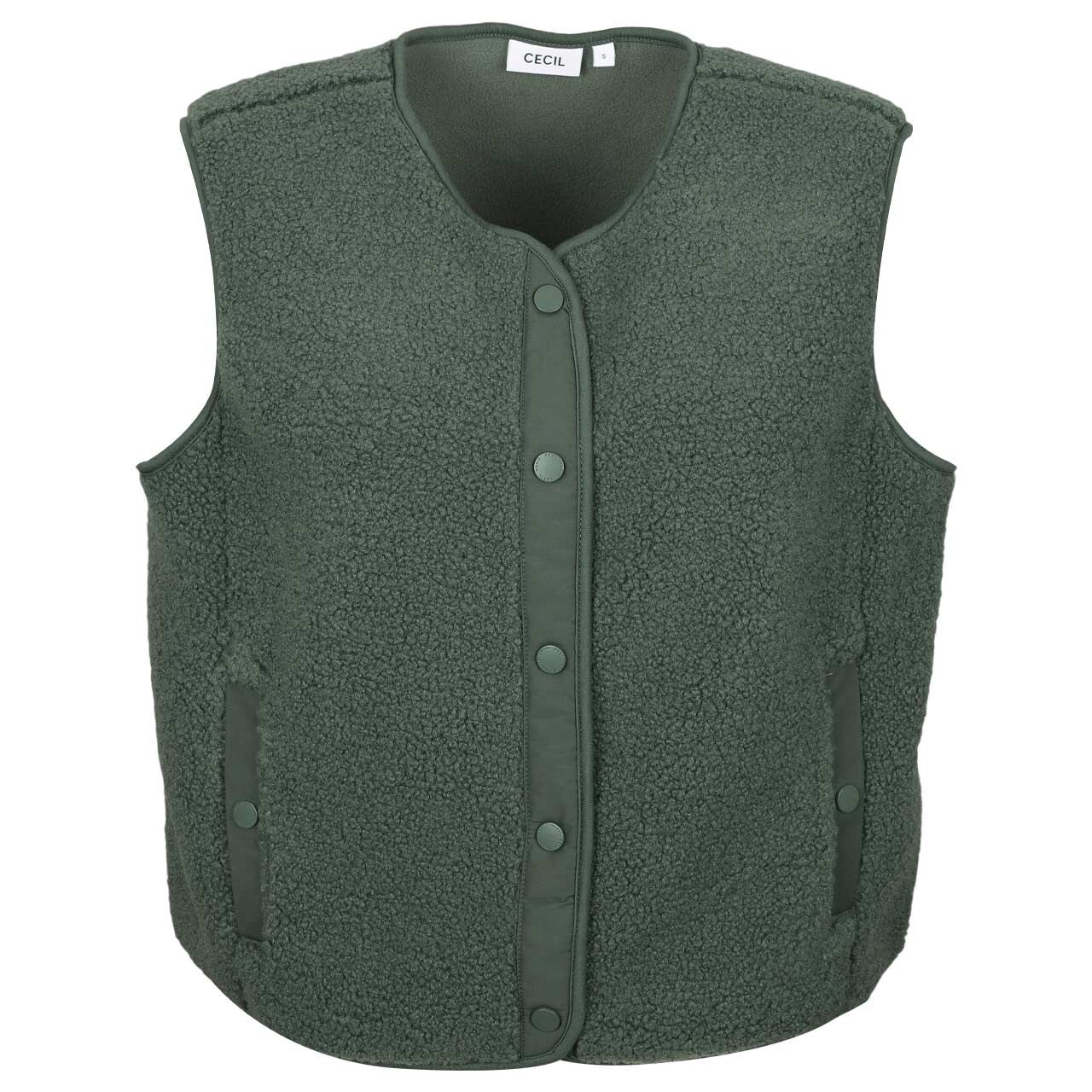 Cecil Damen Teddy Weste Solid Matmix Vest dried olive green