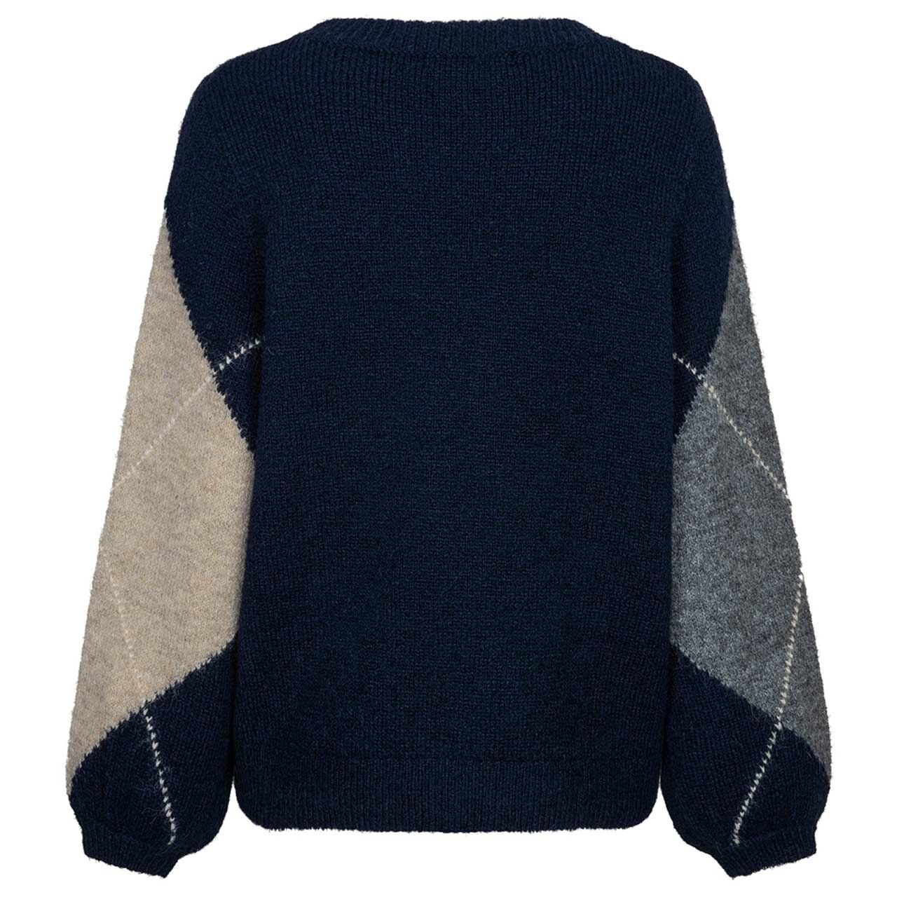 Damen Pullover Argyle Sweater von Red Button in Dunkelblau mit Print, Rückansicht