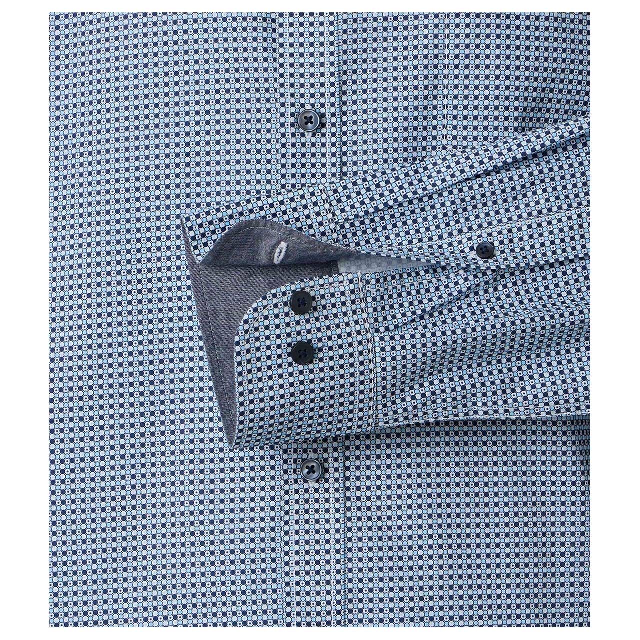Herren Langarm Hemd von Casa Moda in Blau mit Print, Detailansicht Ärmel