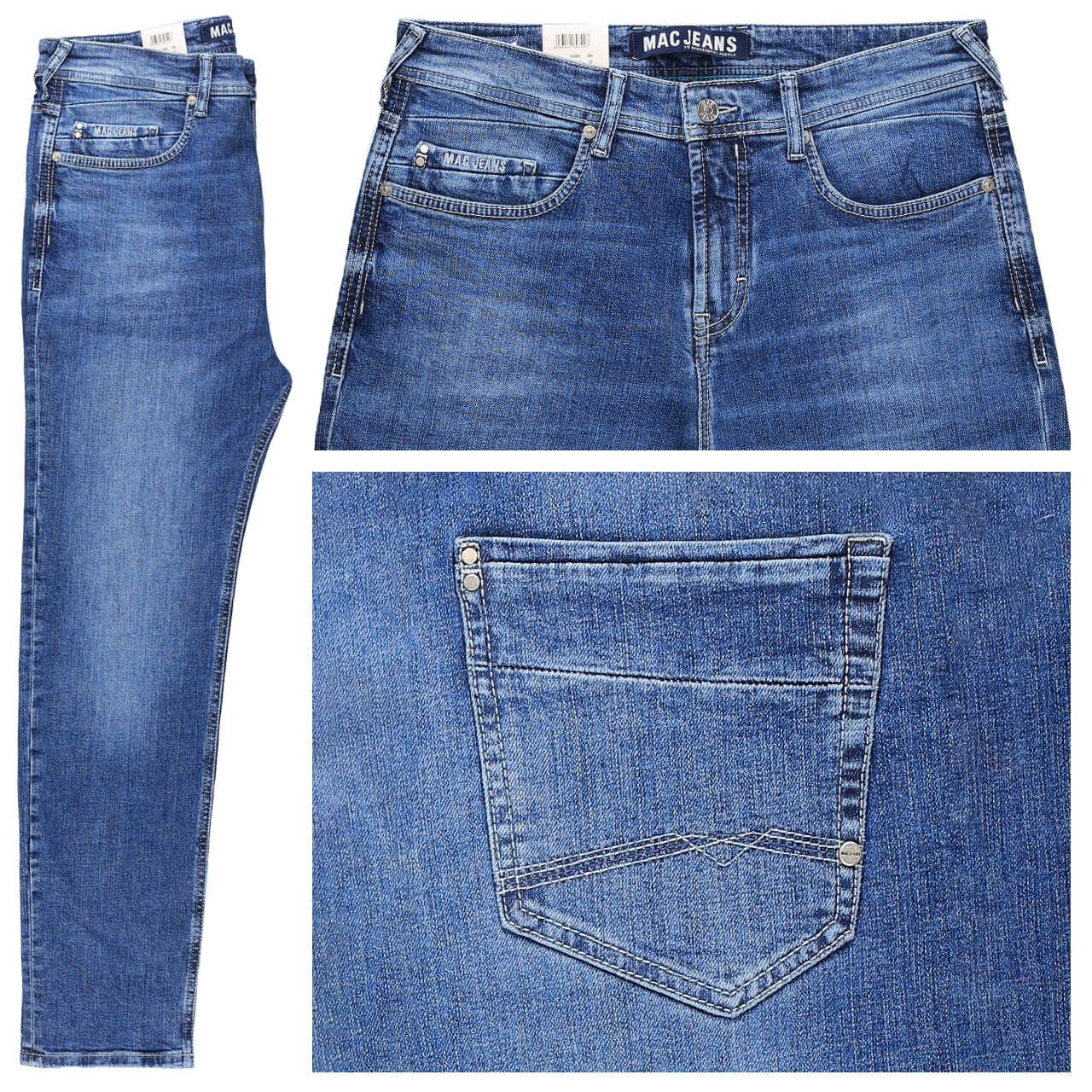 mac-jeans-ben-blau-h433 MAC Jeans Ben für Herren in Mittelblau verwaschen, FarbNr.: H433