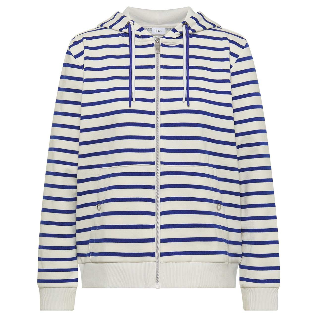Cecil Damen Hoodie Shirtjacke Striped deep river blue