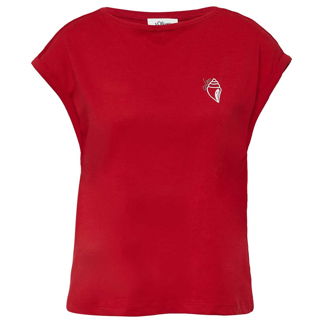 Vorderansicht des Damen T-Shirts von s.Oliver in Rot mit Print mit der Farbnummer 35D0
