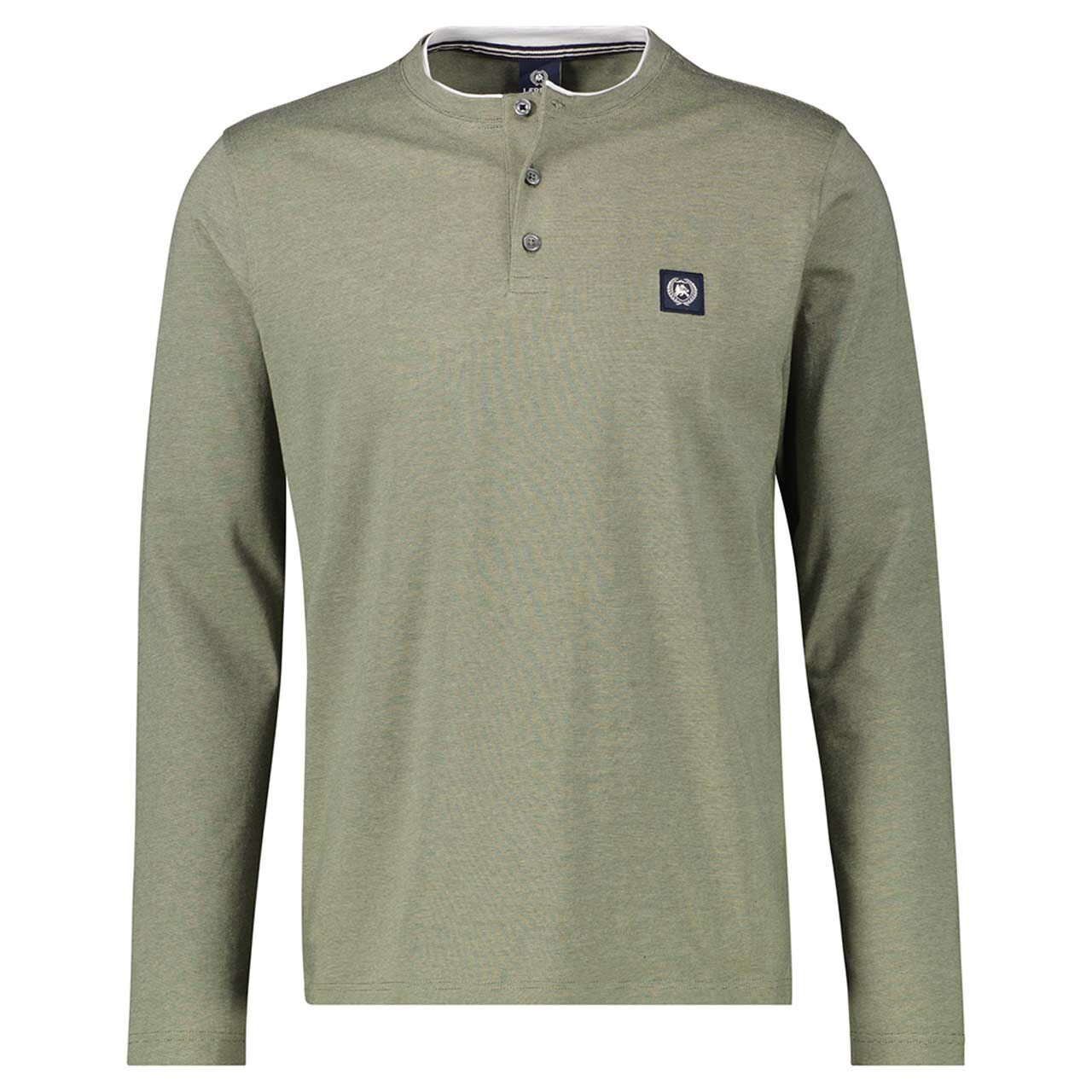 Lerros Herren Langarm Shirt Henley pine green melange Lerros Herren Langarm Shirt Henley pine green melange