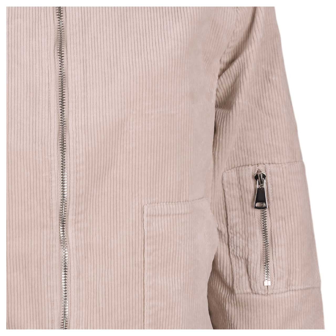 Damen Cord Jacke Blouson von Senoritas ICON in Hellbeige, Detailansicht vom Reißverschluss am Arm