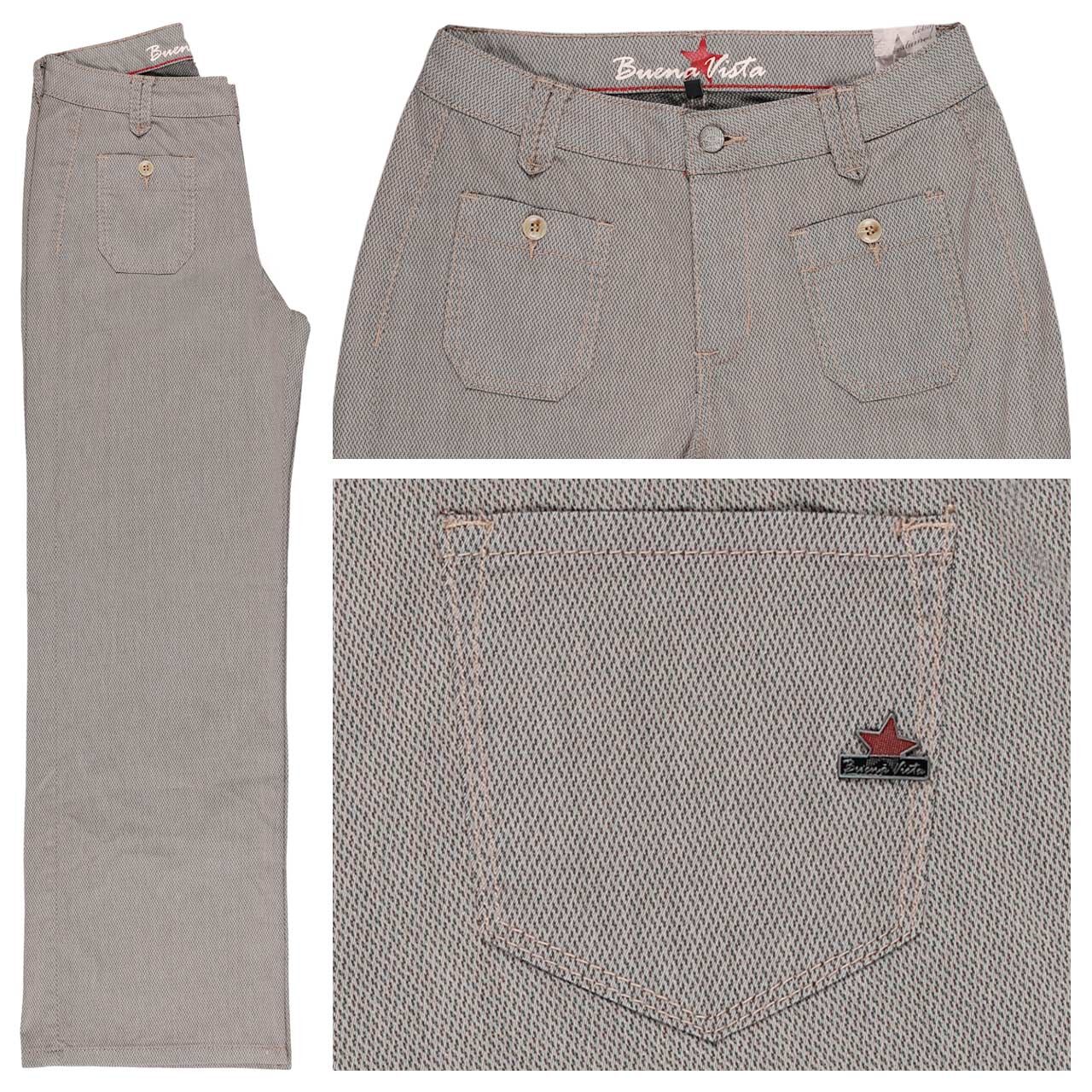 Buena Vista Wide Leg-P Jacquard Twill Baumwollhose beige