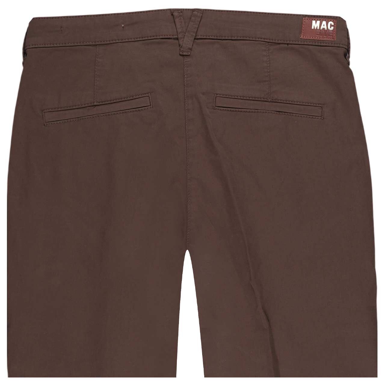 Damen 7/8 Baumwollhose Chino von MAC in Dunkelbraun, detaillierte Rückansicht