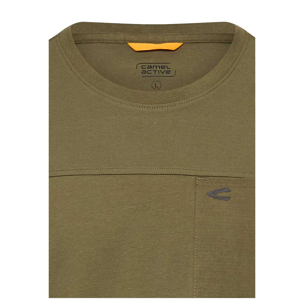Herren T-Shirt von Camel active in Olivgrün, detaillierte Vorderansicht