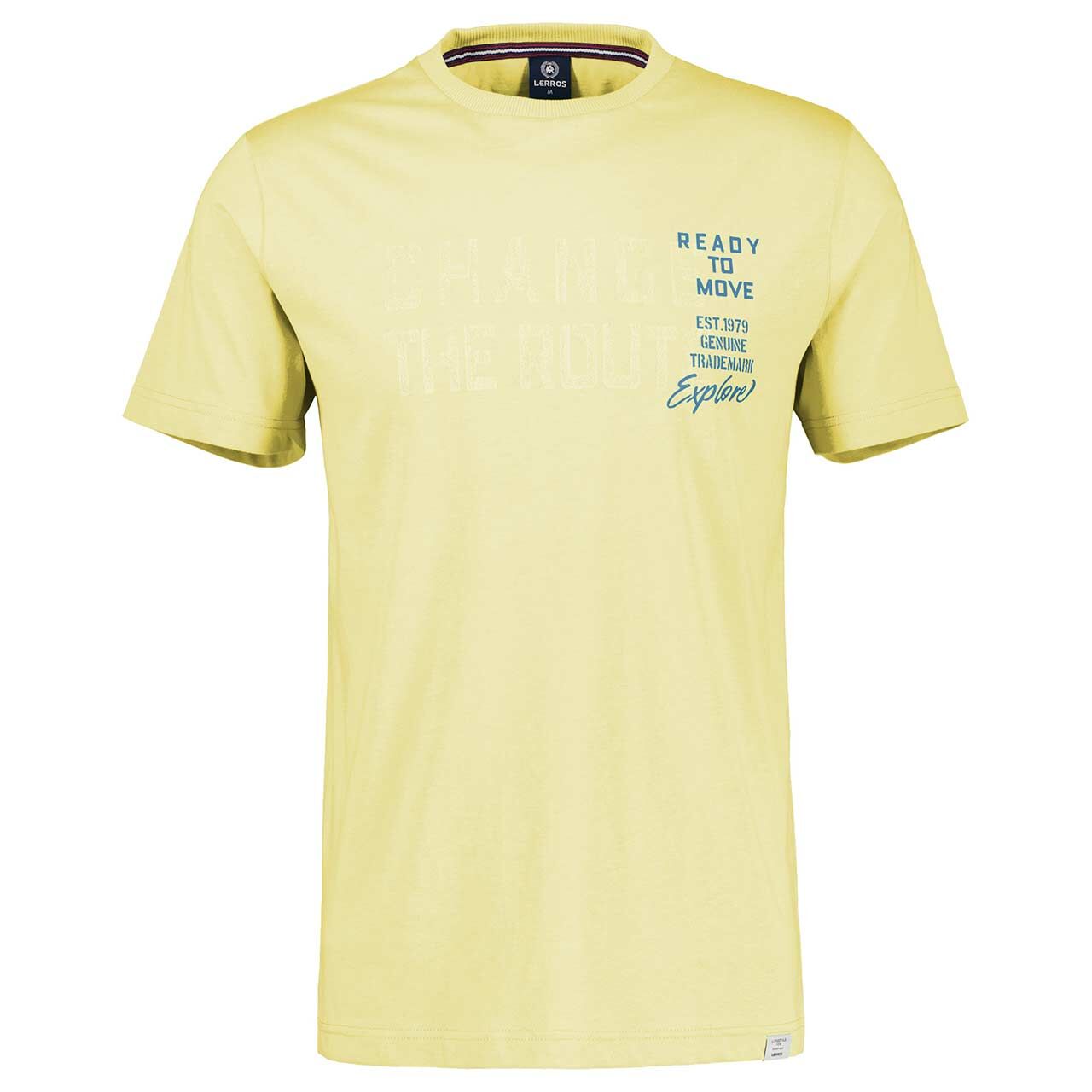 Lerros Herren T-Shirt faded yellow printed