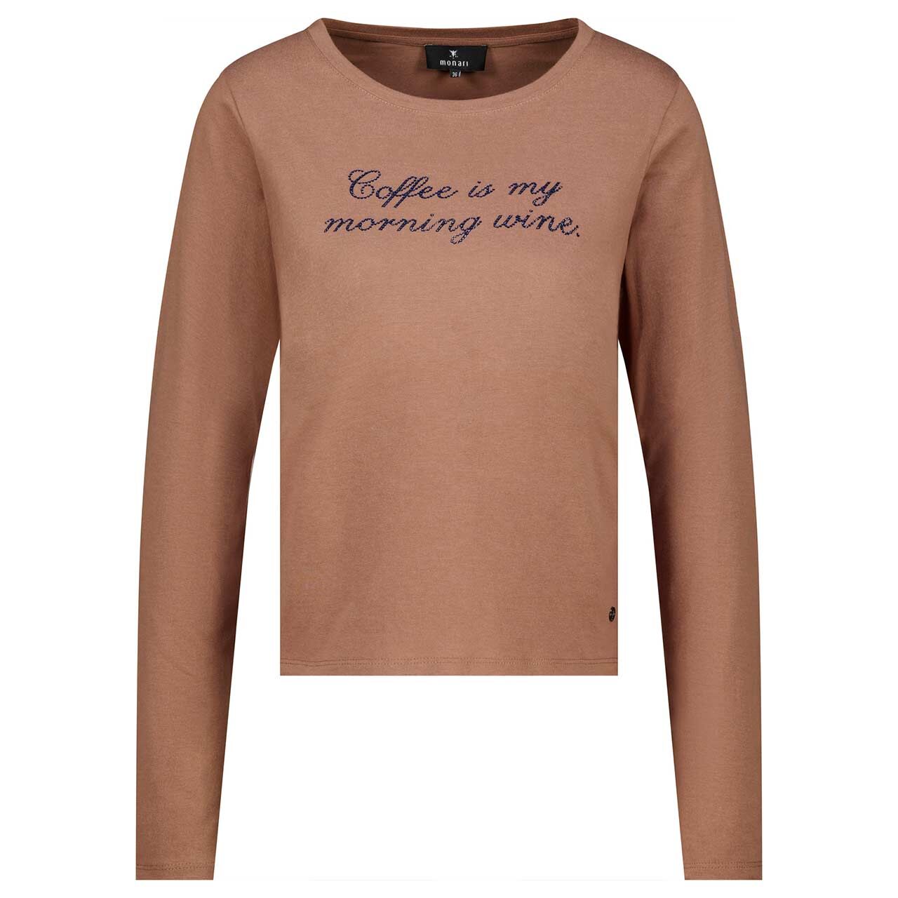 Monari Damen Langarm Shirt tiramisu brown wording